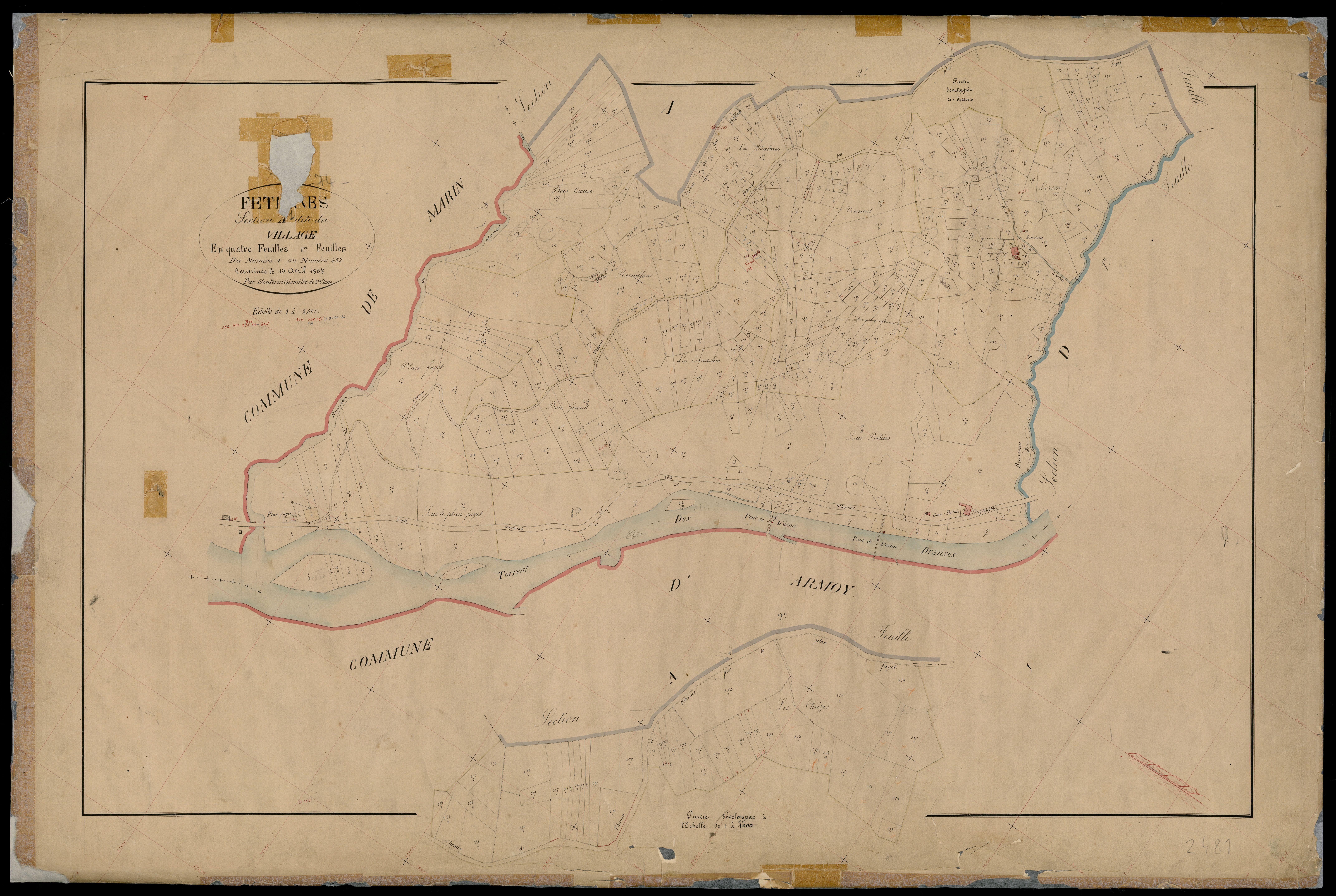 3 P 3 4750 - Feuille n° 2, parcelles n° 43 à 923 - 1er avril 1868