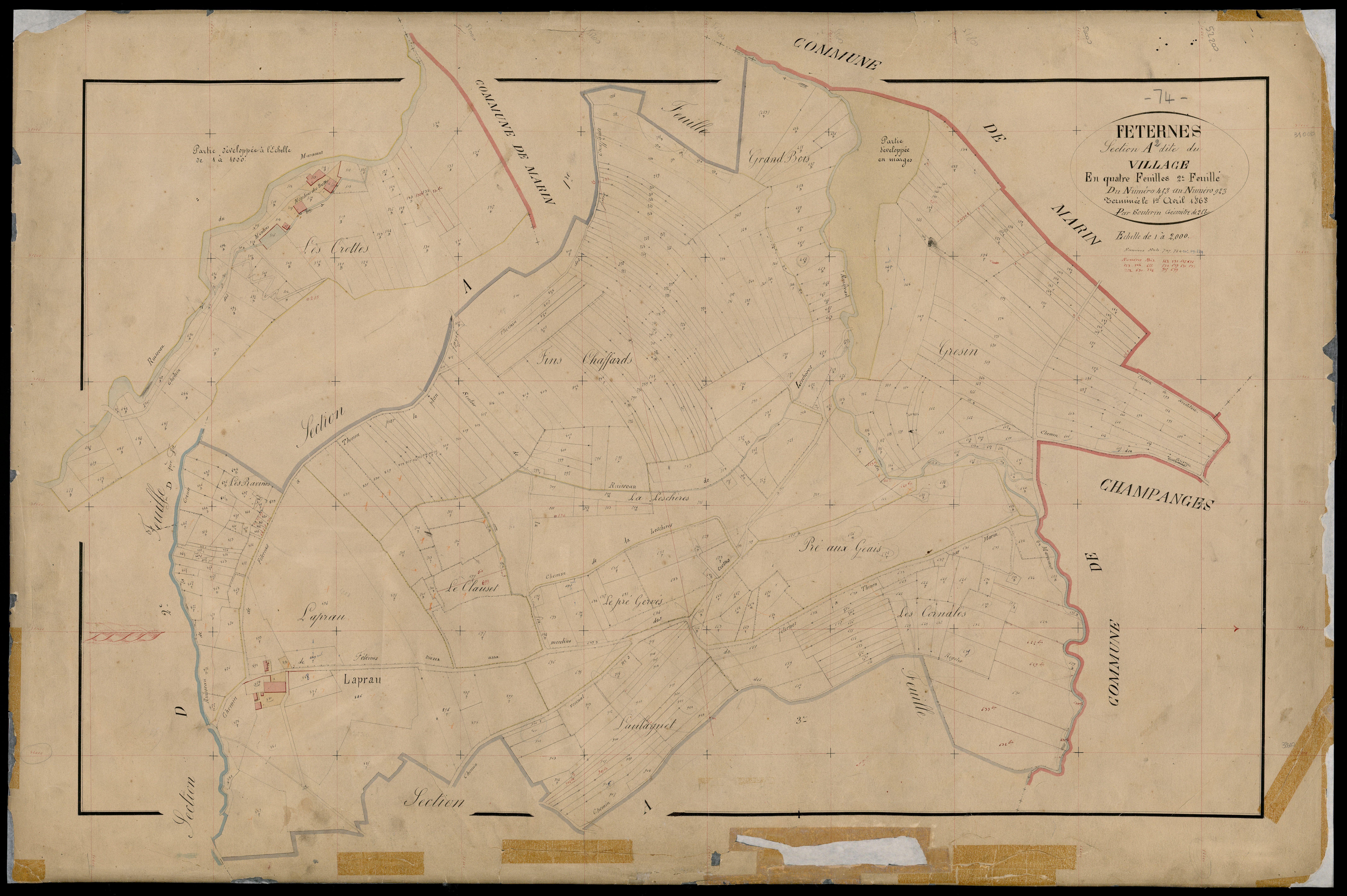 3 P 3 4751 - Feuille n° 3, parcelles n° 924 à 149 - 1er avril 1868