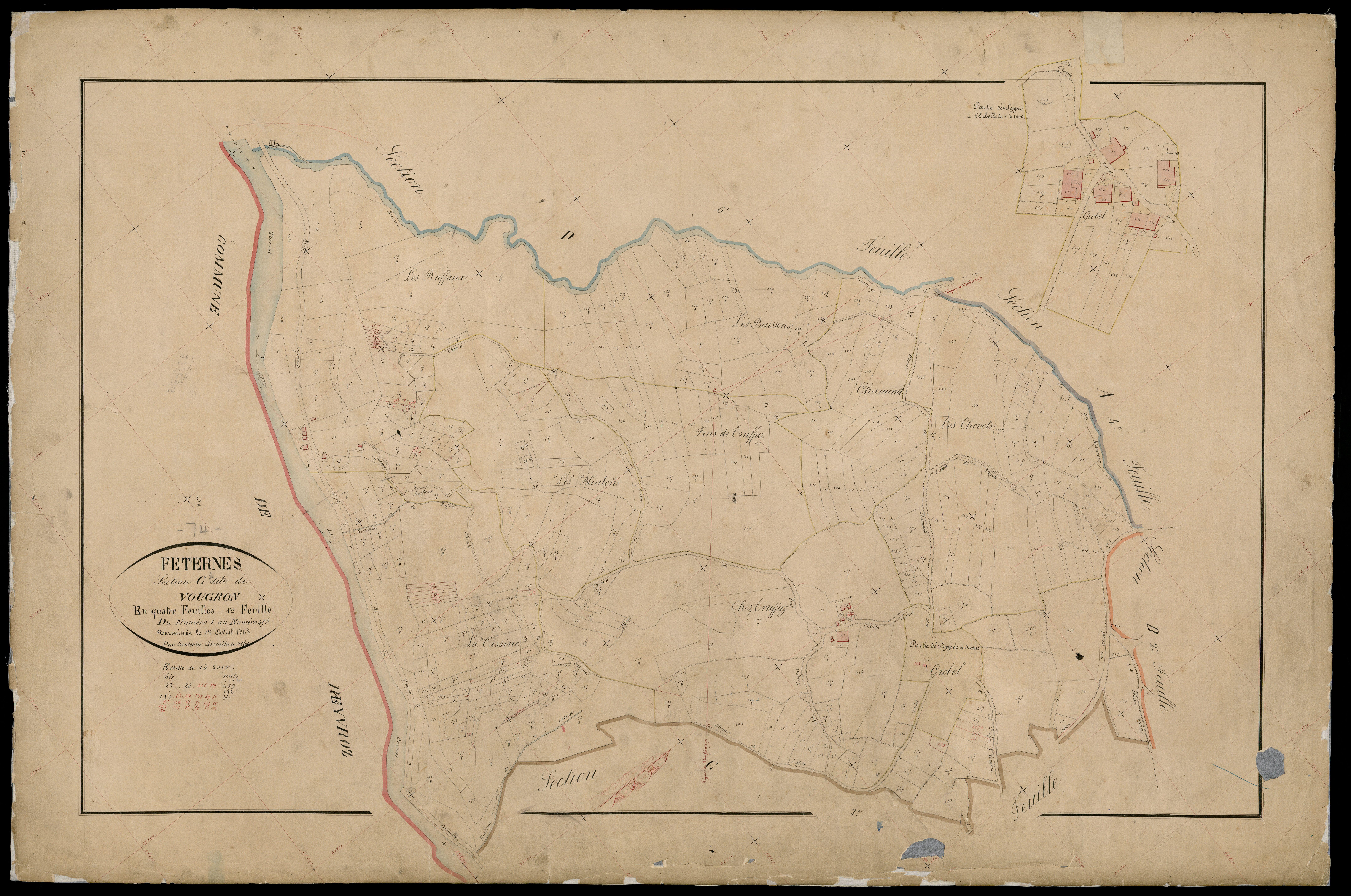 3 P 3 4756 - Feuille n° 2, parcelles n° 49 à 121 - 1er avril 1868
