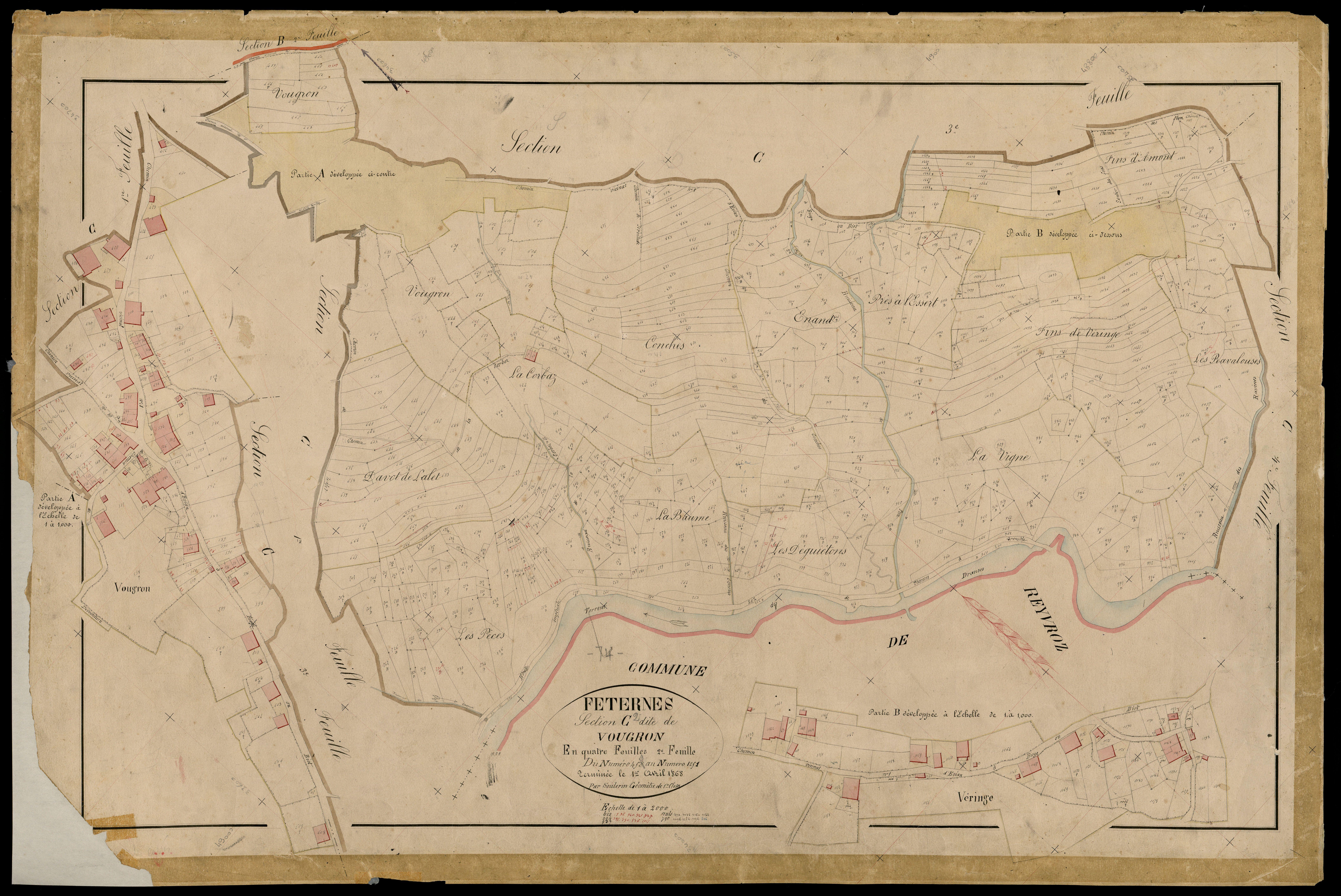 3 P 3 4757 - Feuille n° 3, parcelles n° 122 à 2087 - 1er avril 1868