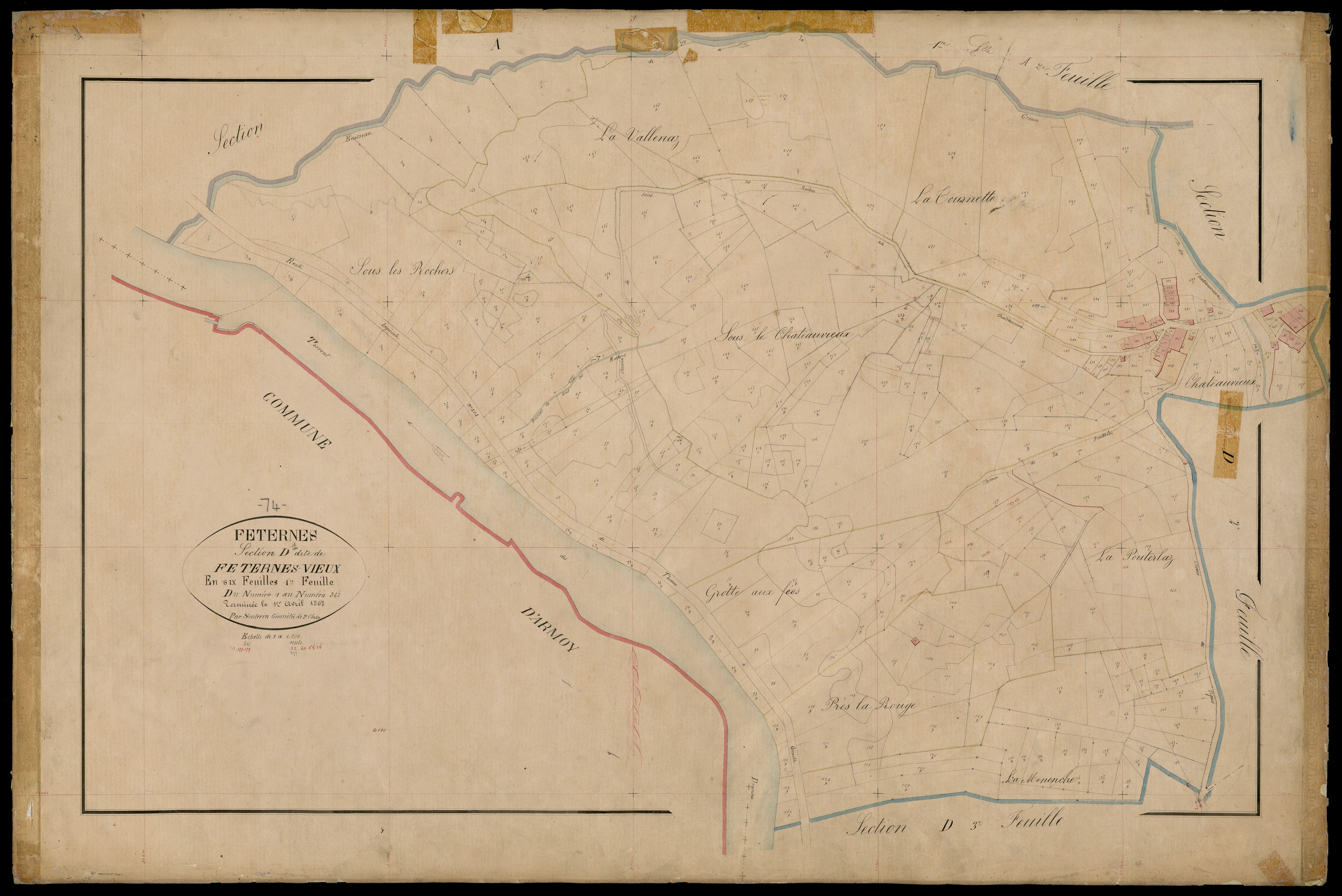 3 P 3 4760 - Feuille n° 2, parcelles n° 369 à 964 - 1er avril 1868