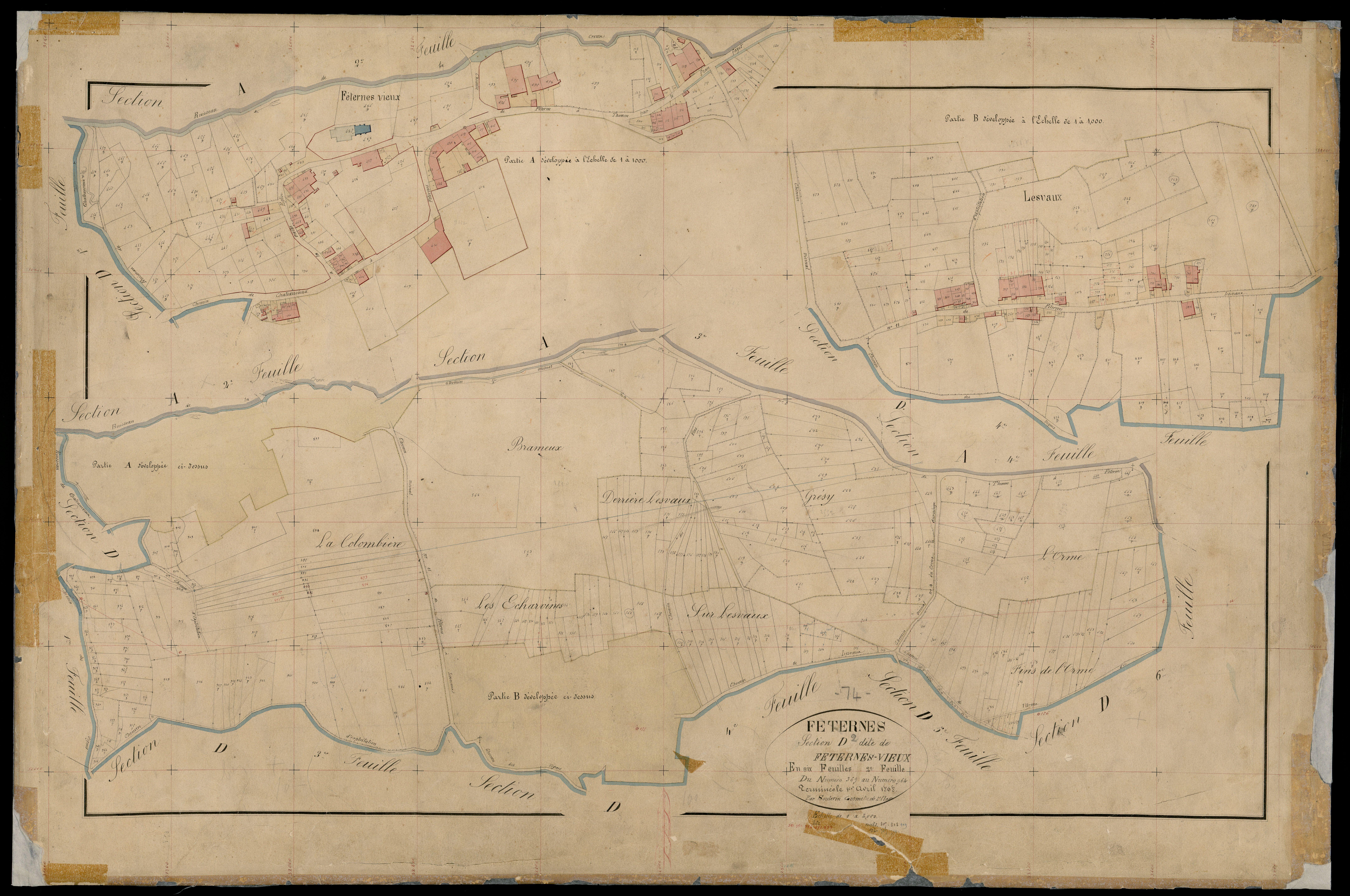 3 P 3 4761 - Feuille n° 3, parcelles n° 96 à 1242 - 1er avril 1868