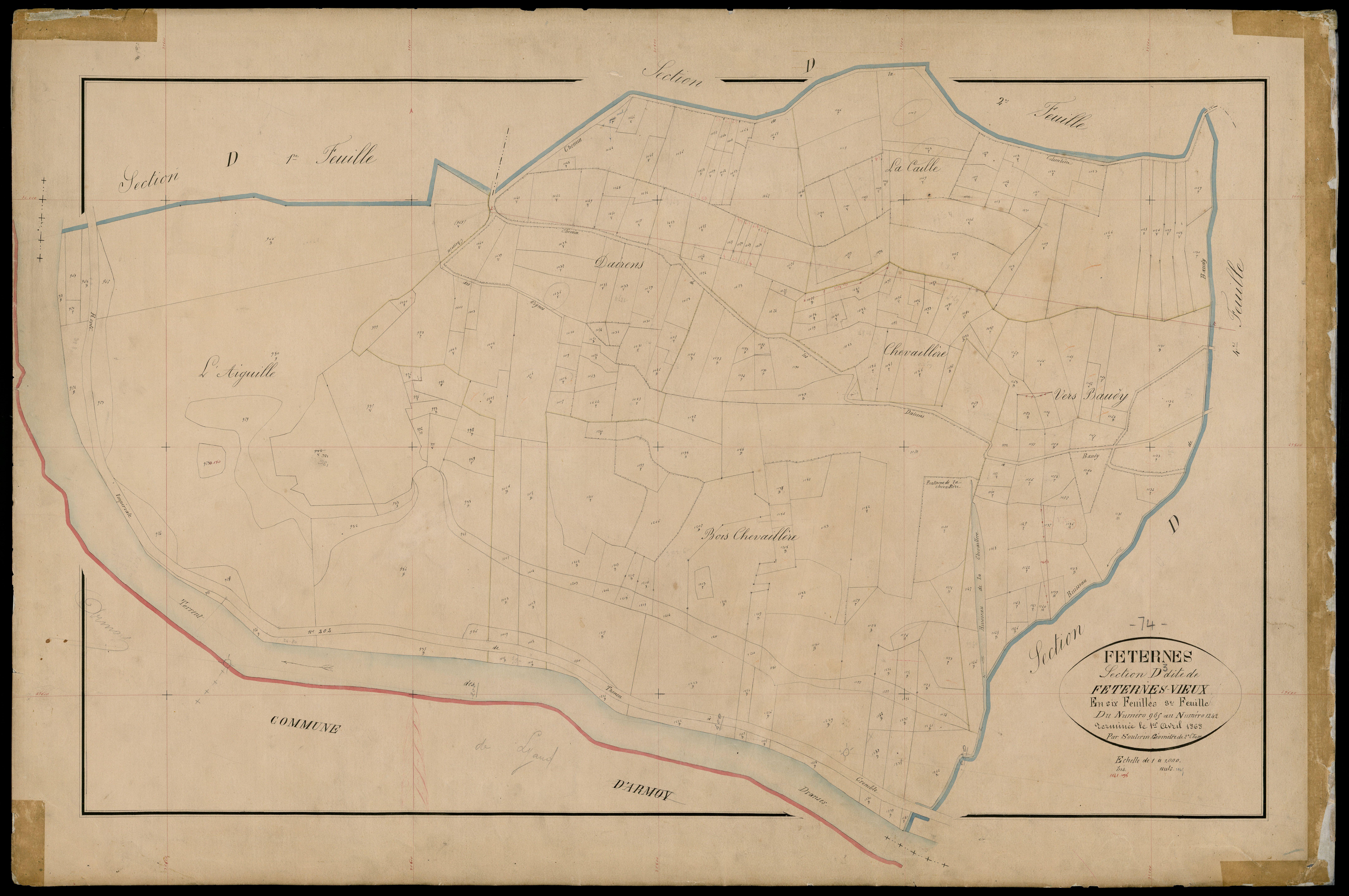 3 P 3 4762 - Feuille n° 4, parcelles n° 1243 à 147 - 1er avril 1868