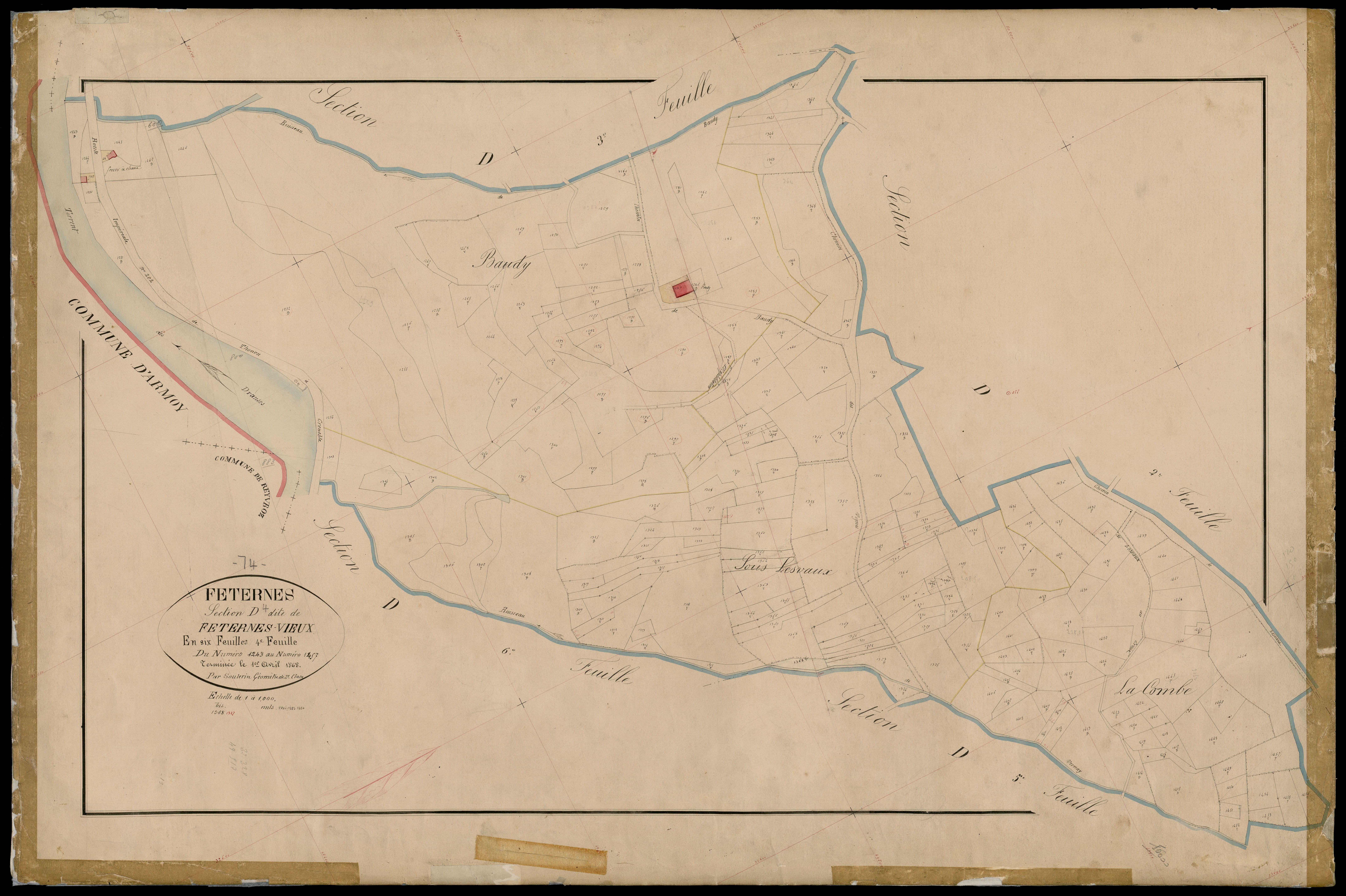 3 P 3 4763 - Feuille n° , parcelles n° 148 à 1694 - 1er avril 1868