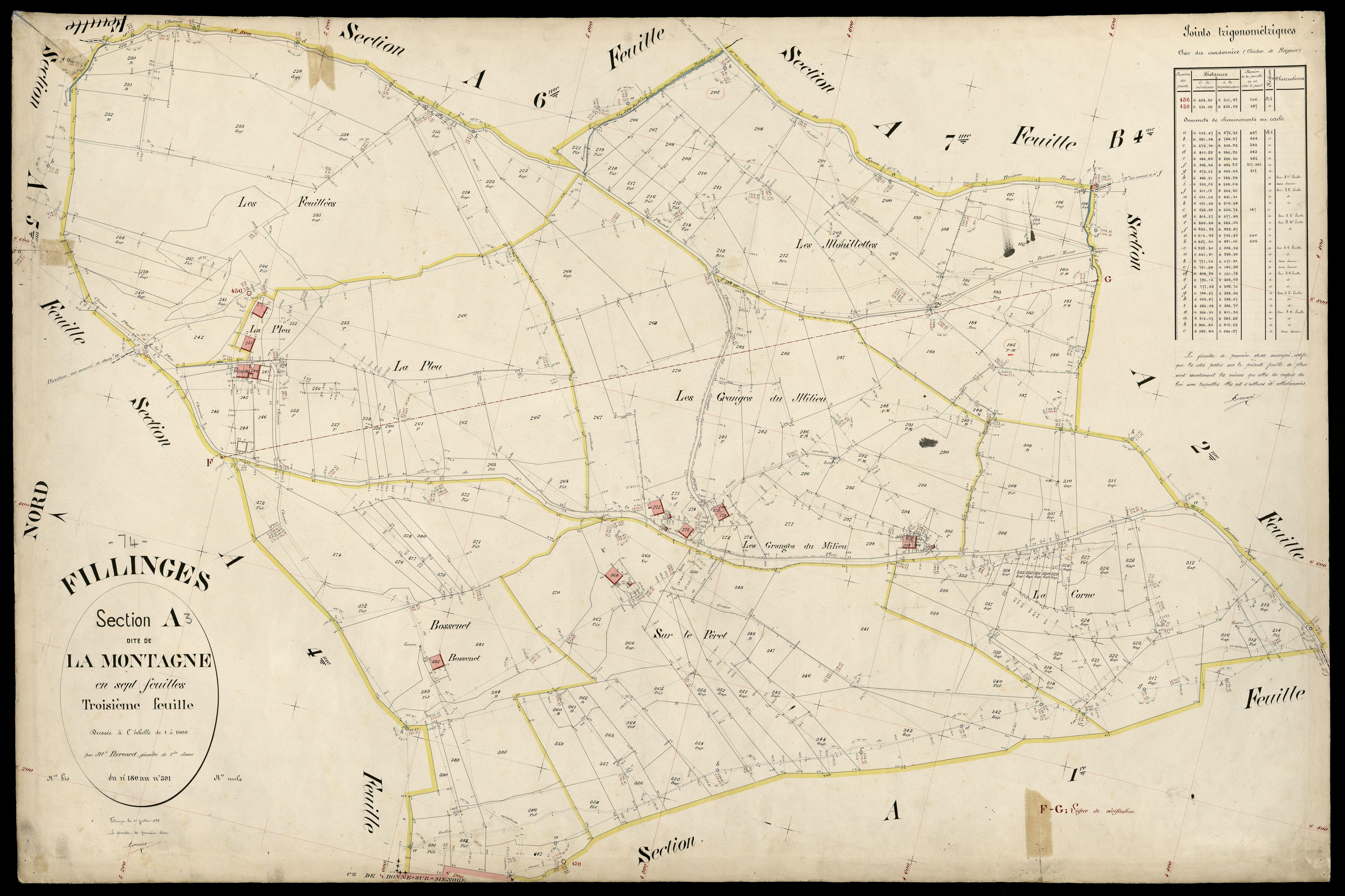 3 P 3 4769 - Feuille n° 4, parcelles n° 392 à 463 - 1er juillet 1895