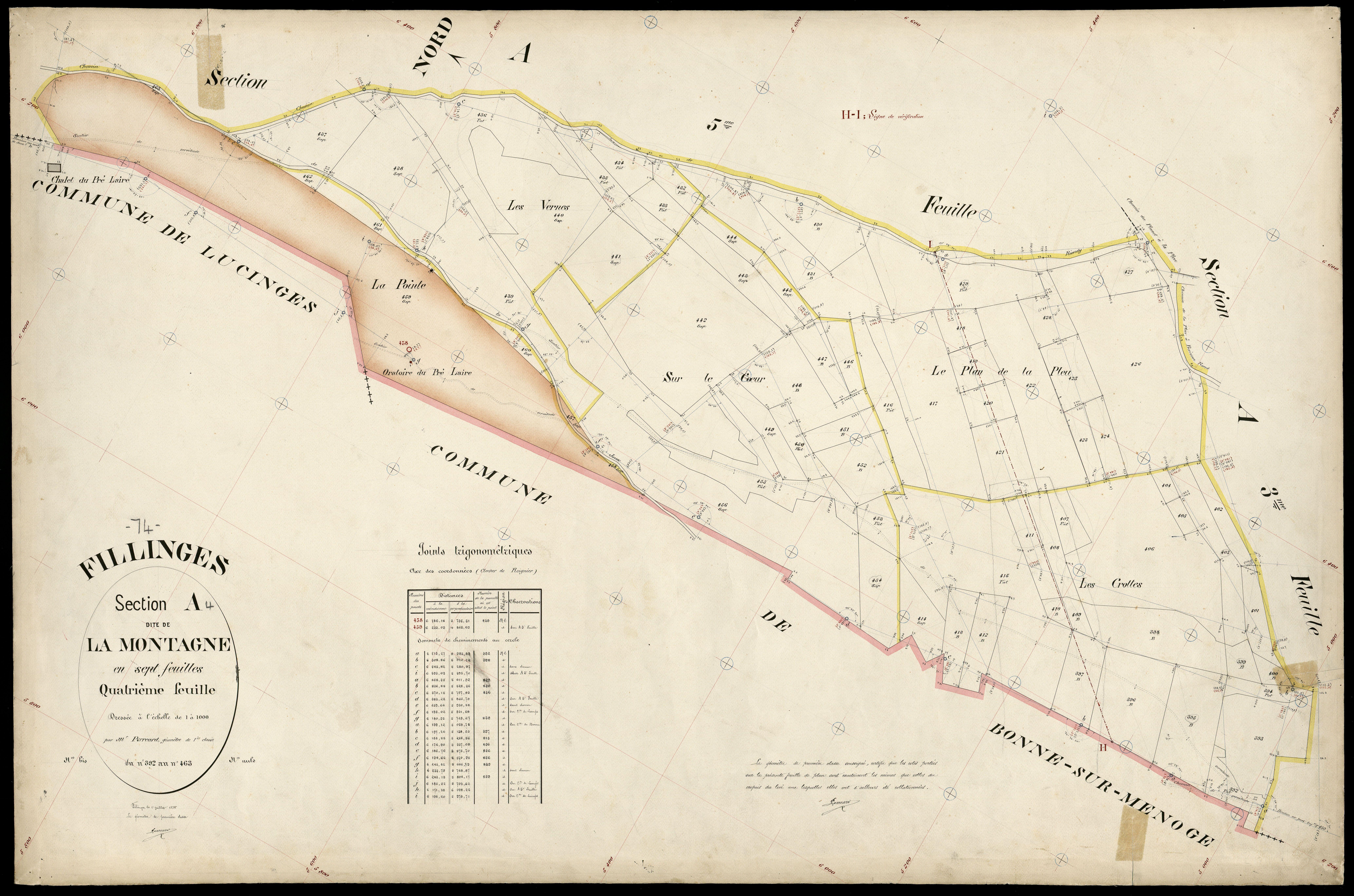 3 P 3 4770 - Feuille n° , parcelles n° 464 à 3 - 1er juillet 1895