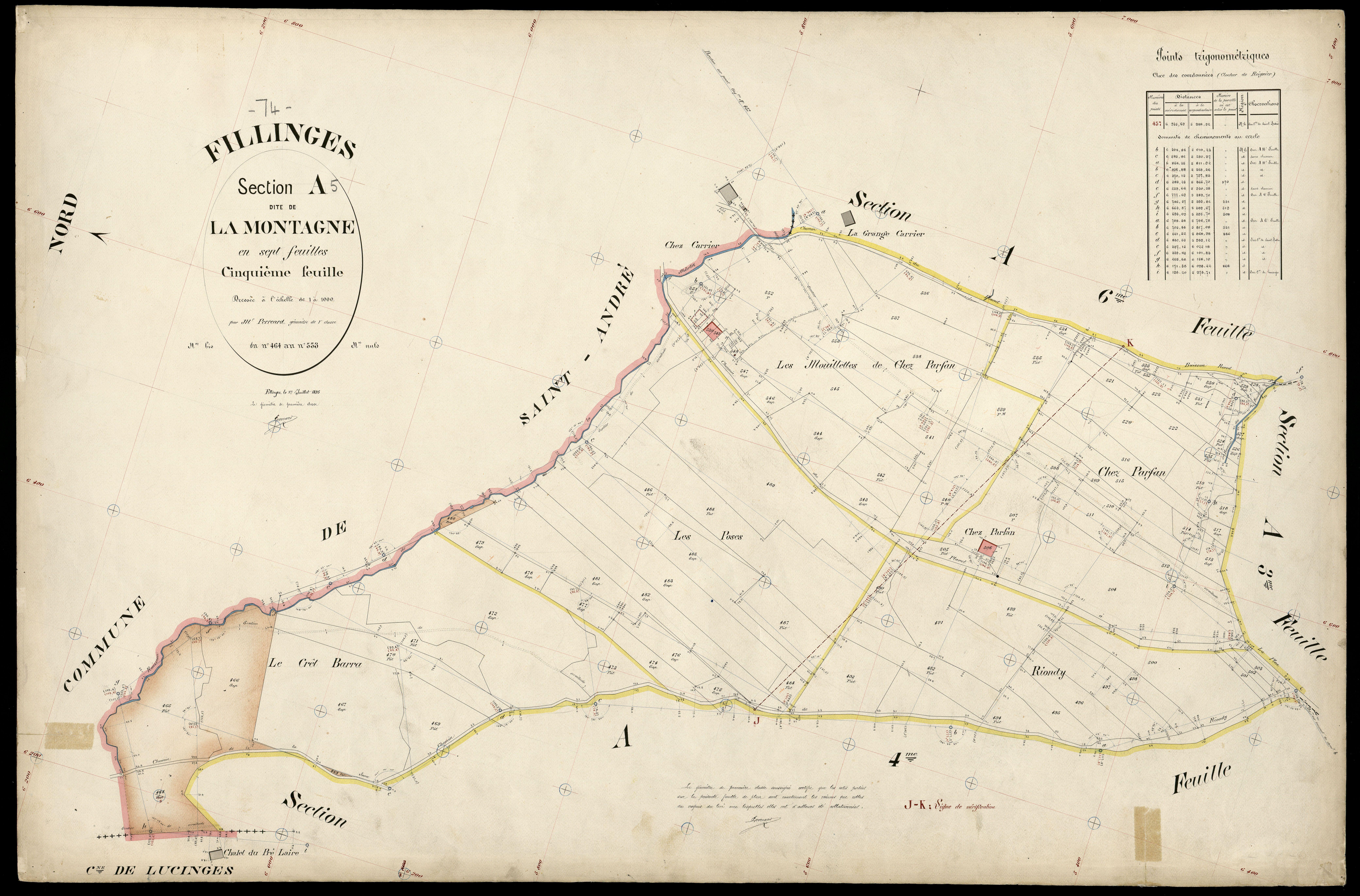 3 P 3 4771 - Feuille n° 6, parcelles n° 4 à 761 - 1er juillet 1895
