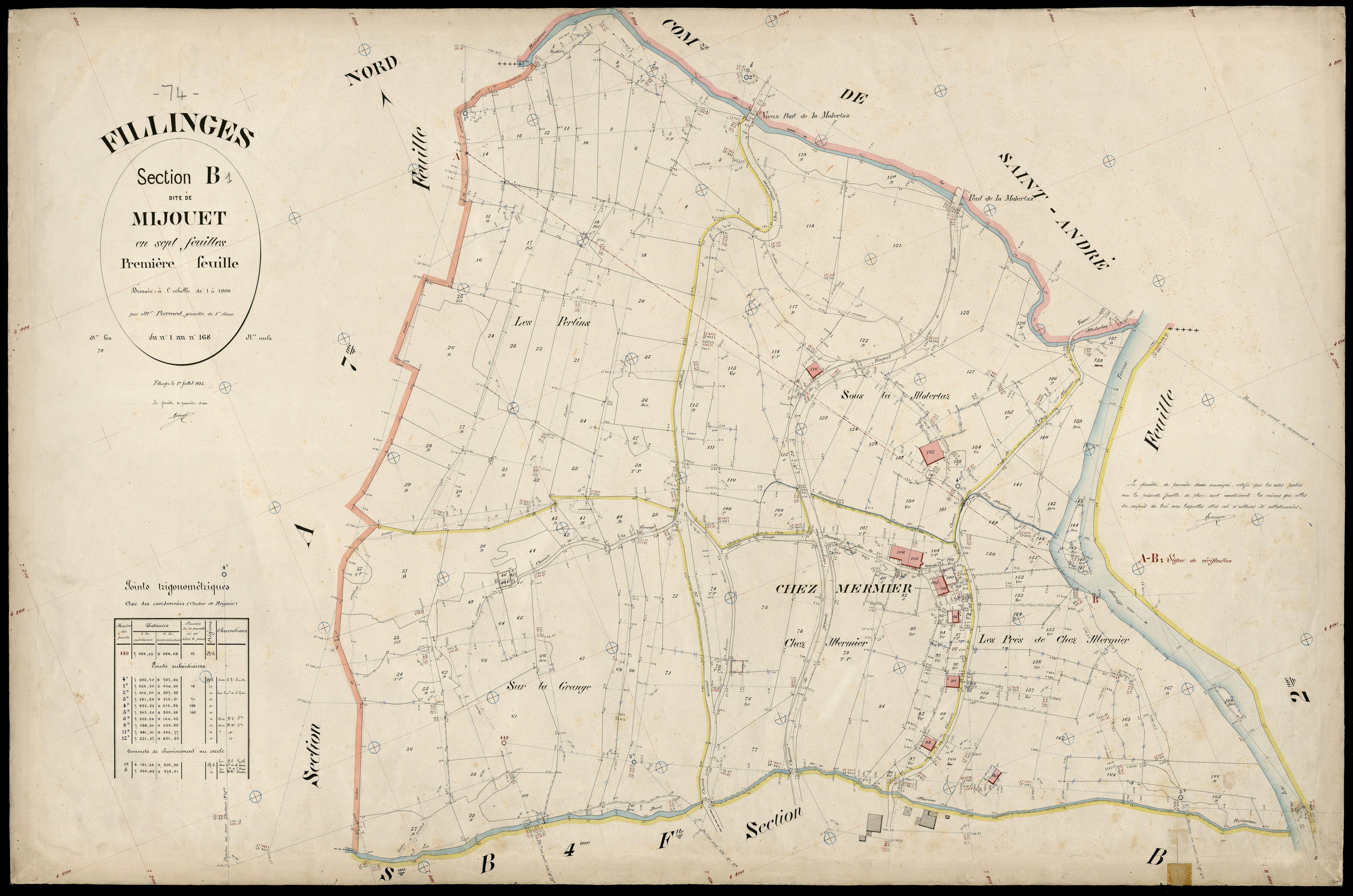 3 P 3 4774 - Feuille n° 2, parcelles n° 169 à 279 - 1er juillet 1895