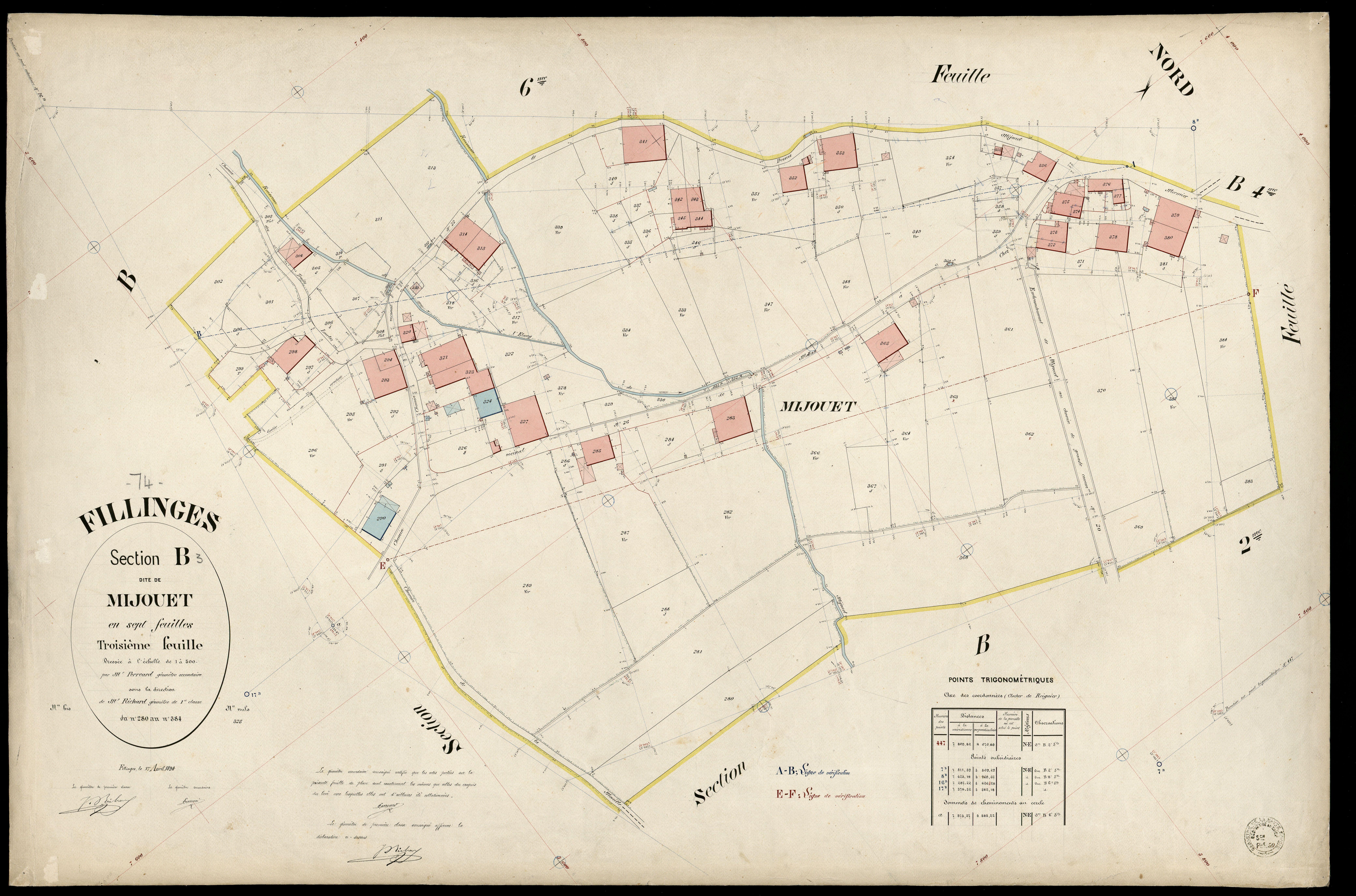 3 P 3 4776 - Feuille n° 4, parcelles n° 38 à 71 - 1er juillet 1895