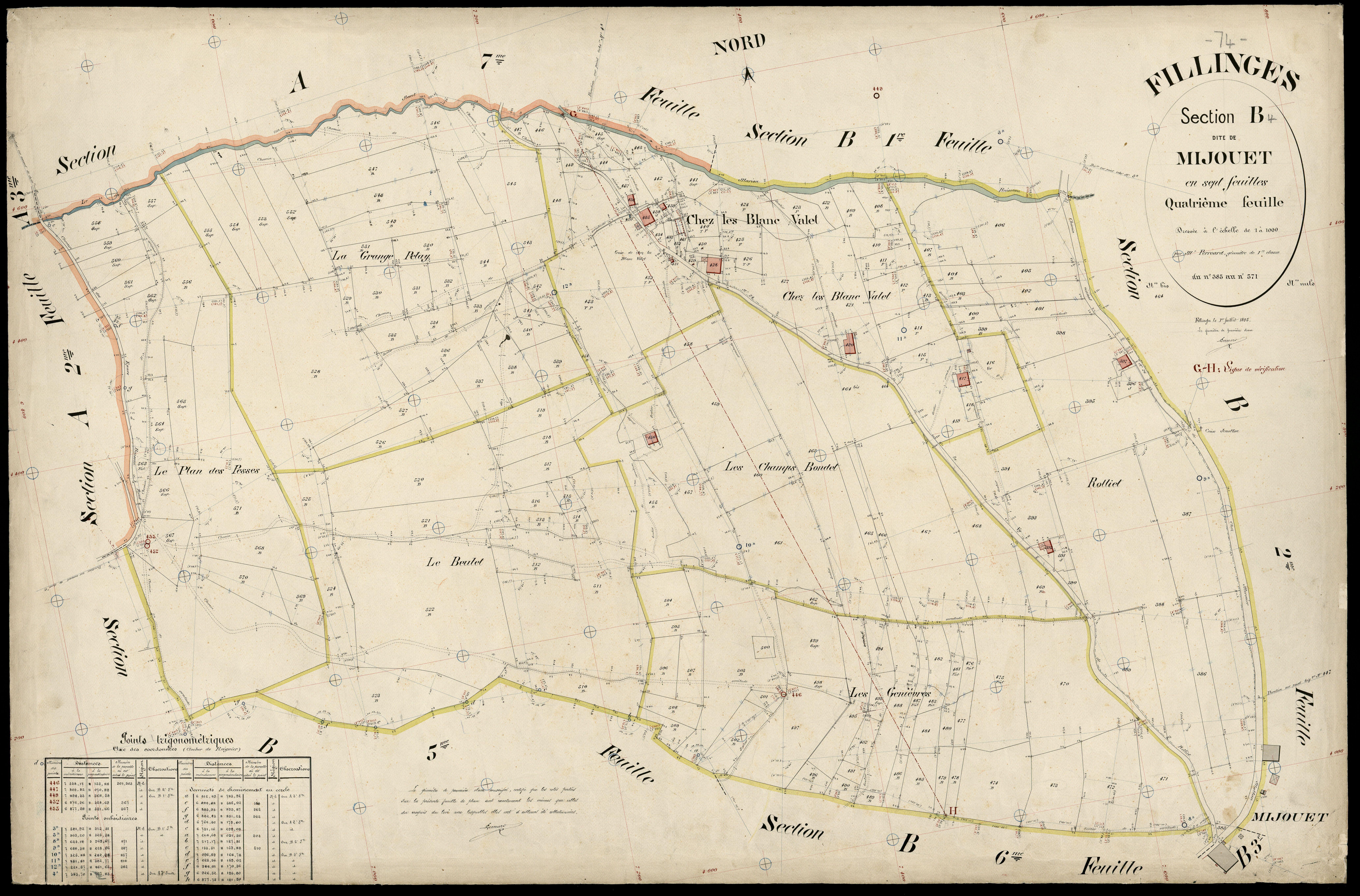 3 P 3 4777 - Feuille n° , parcelles n° 72 à 723 - 1er juillet 1895