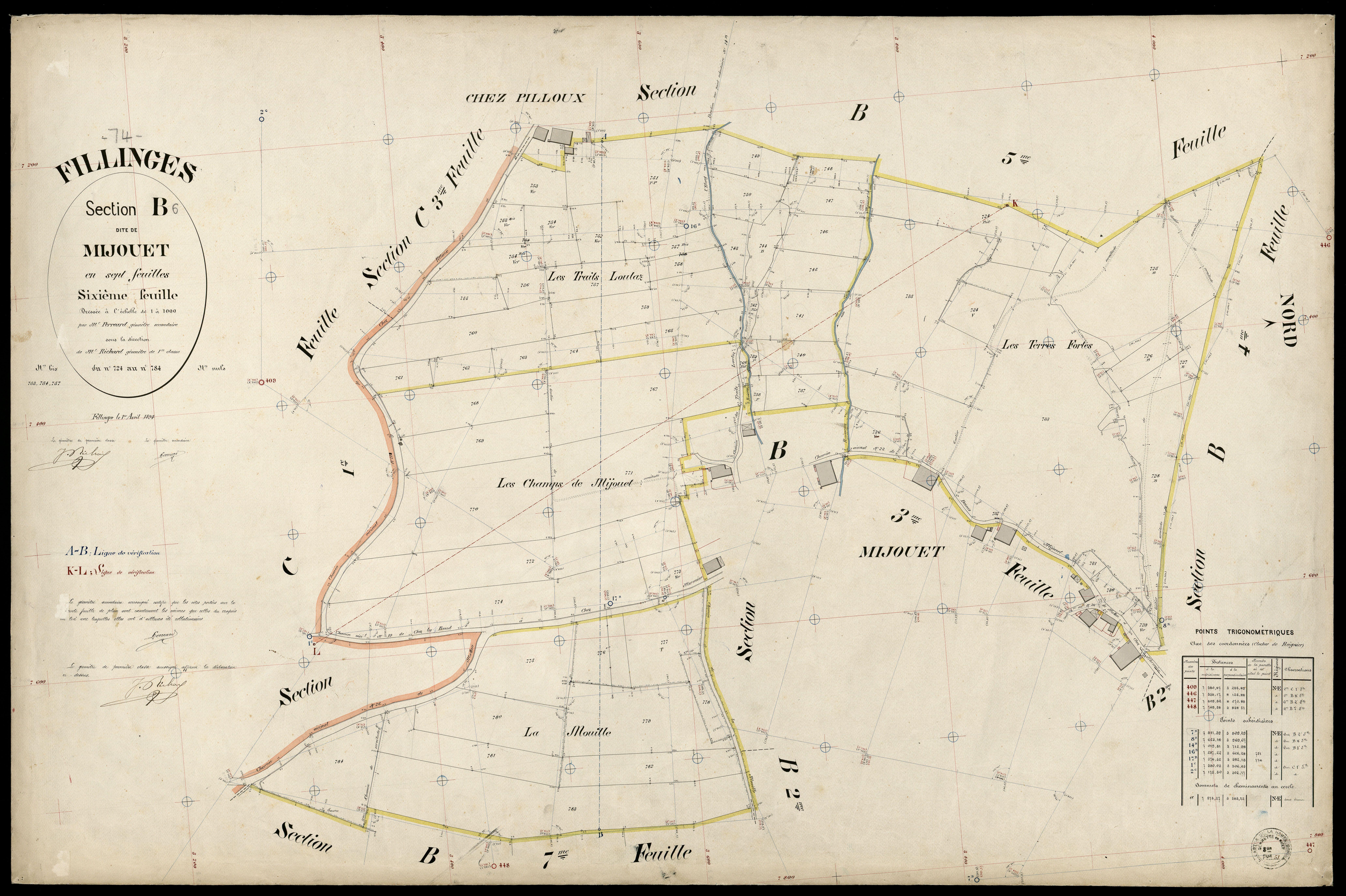 3 P 3 4779 - Feuille n° 7, parcelles n° 78 à 916 - 1er avril 1894