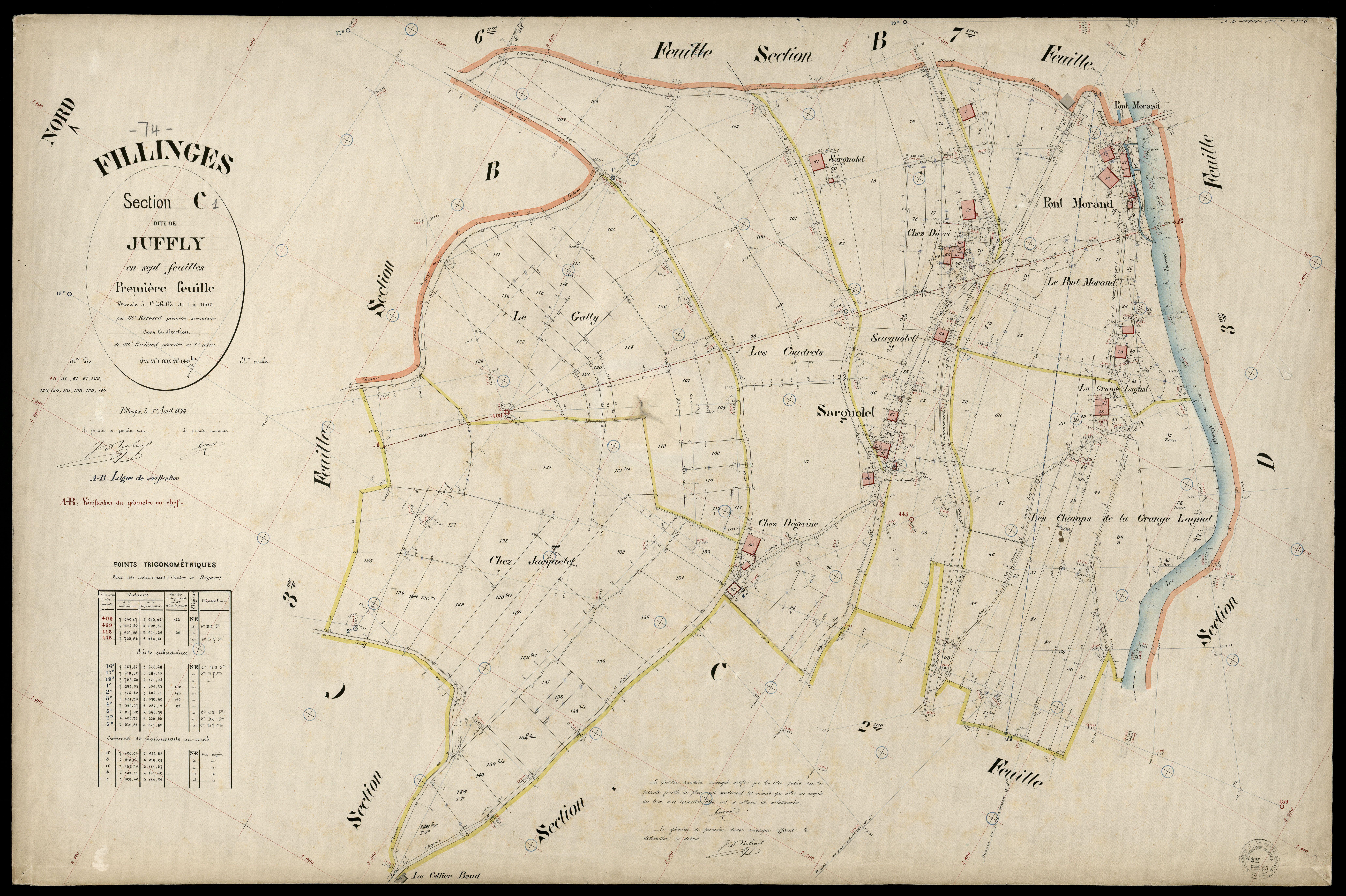 3 P 3 4781 - Feuille n° 2, parcelles n° 141 à 272 - 1er avril 1894