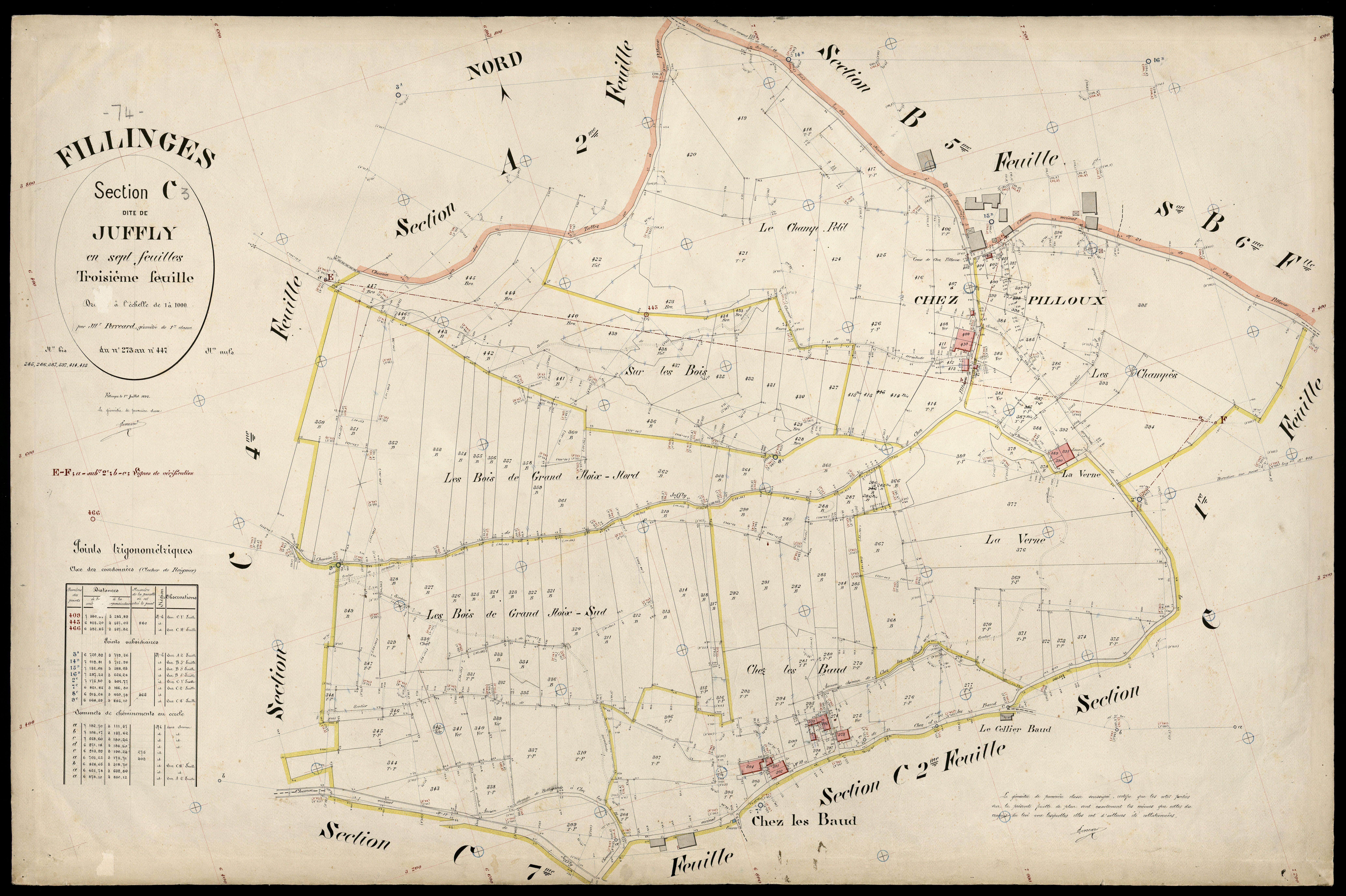 3 P 3 4783 - Feuille n° 4, parcelles n° 448 à 604 - 1er juillet 1895