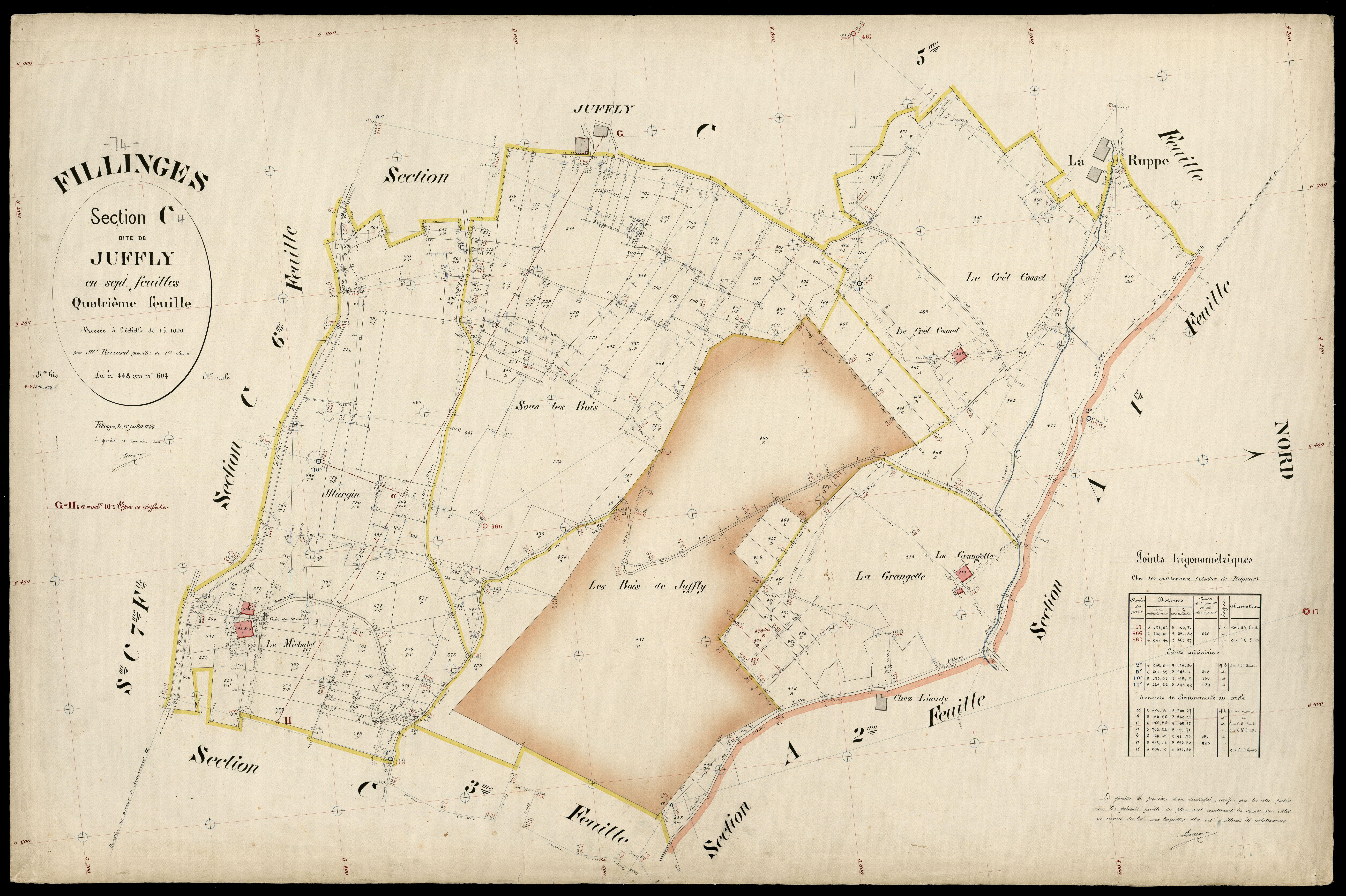 3 P 3 4784 - Feuille n° , parcelles n° 60 à 9 - 1er juillet 1895