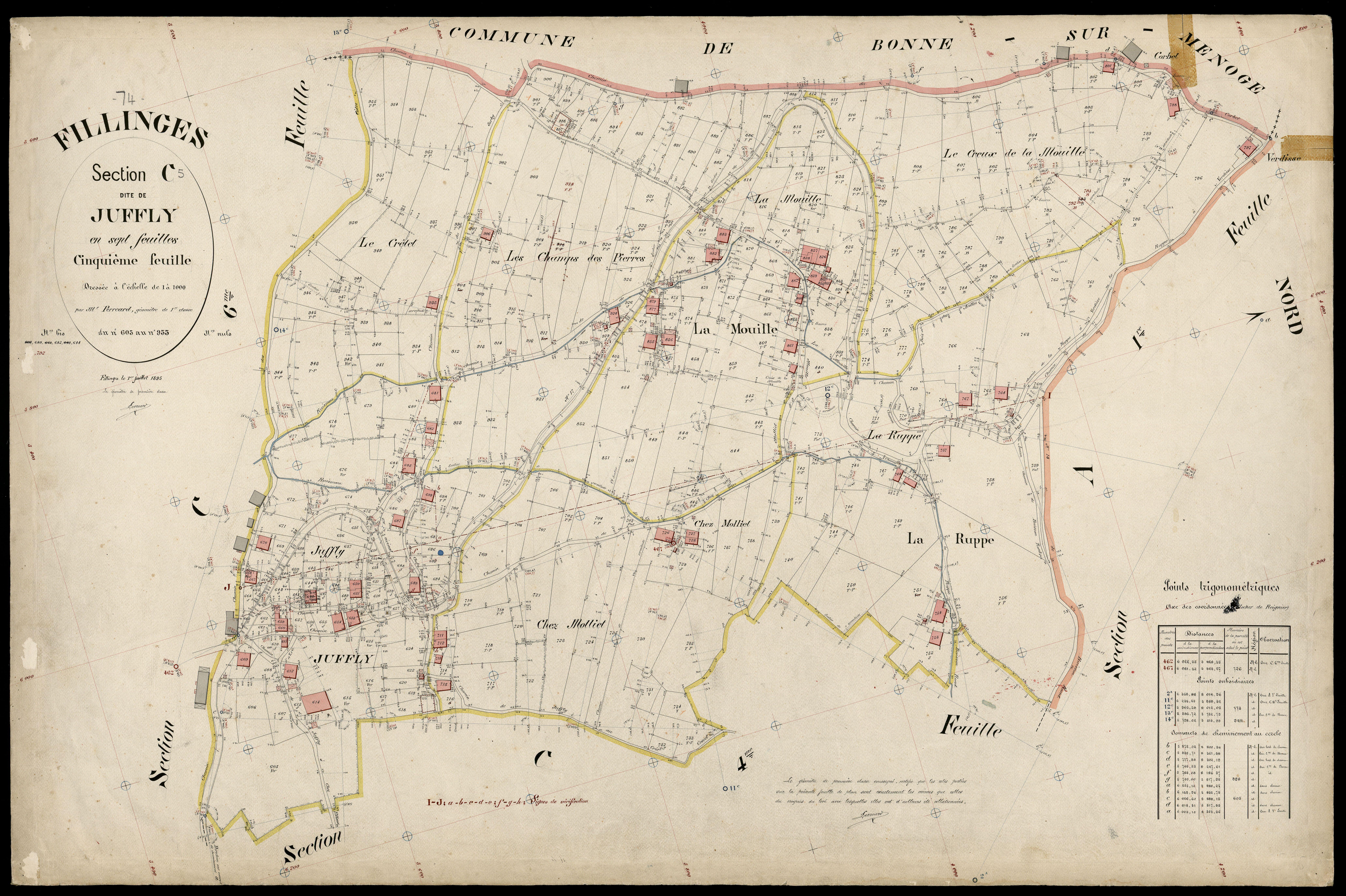 3 P 3 4785 - Feuille n° 6, parcelles n° 96 à 1176 - 1er juillet 1895