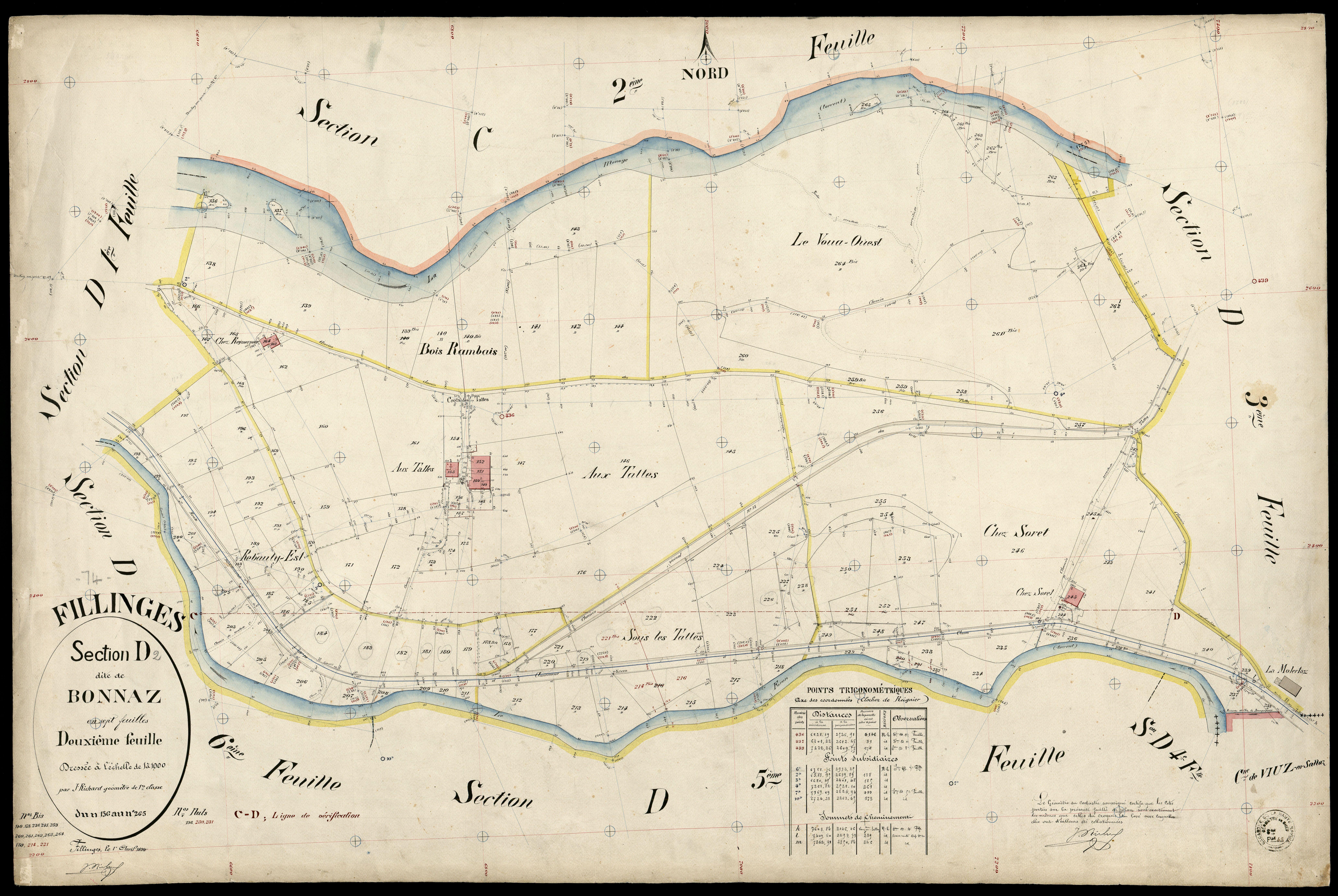 3 P 3 4789 - Feuille n° 3, parcelles n° 266 à 381 - 1er avril 1894