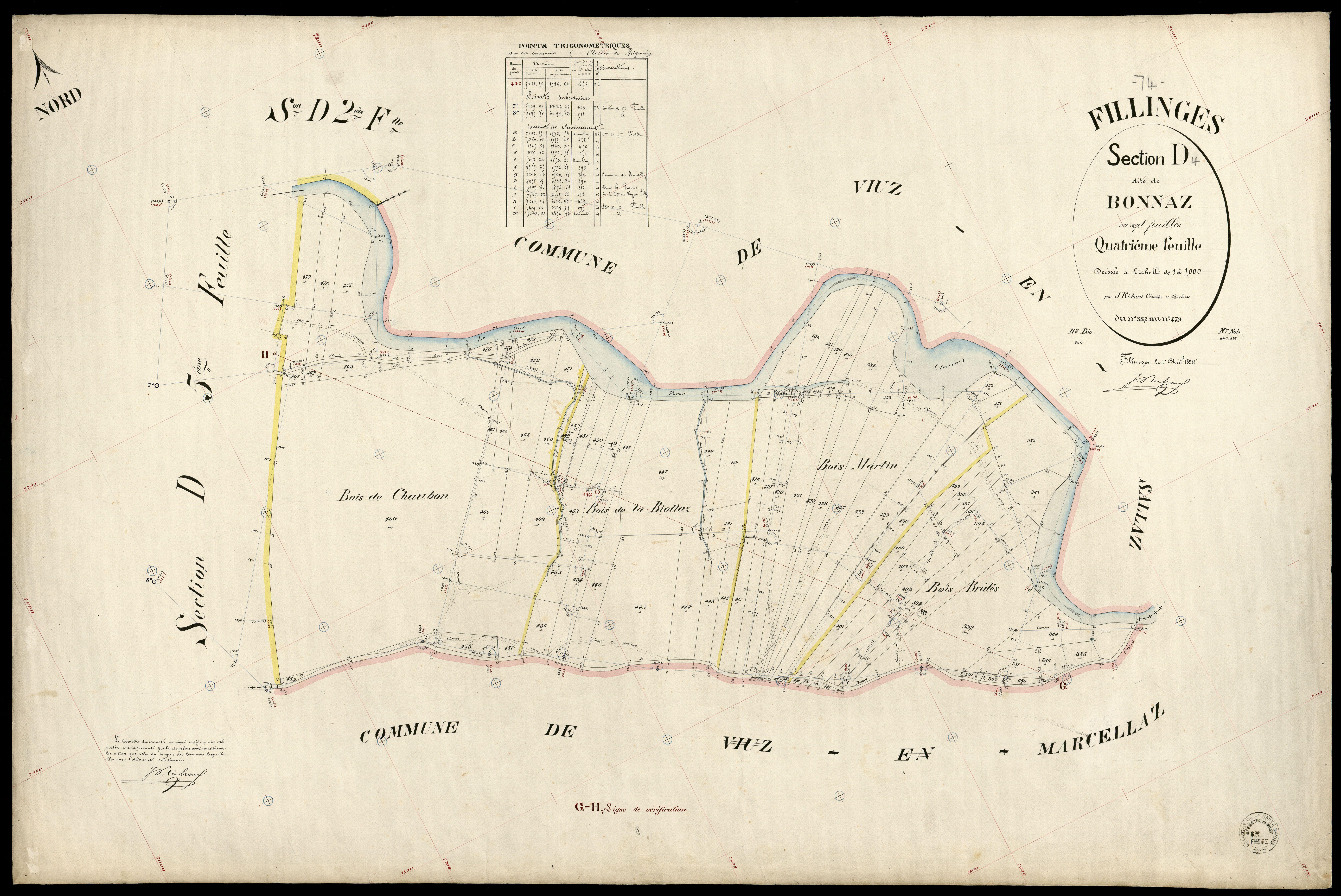 3 P 3 4791 - Feuille n° , parcelles n° 480 à 86 - 1er avril 1894