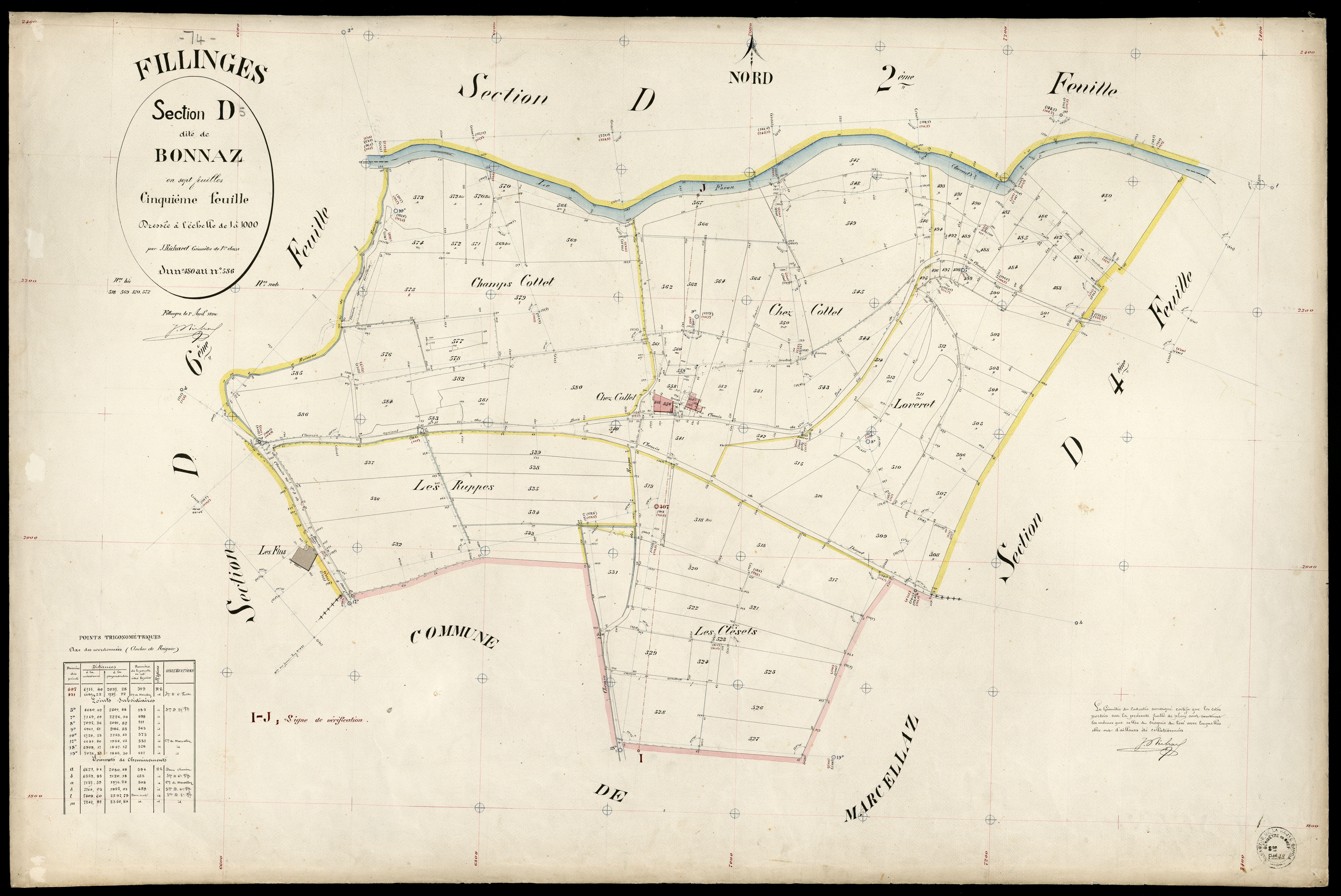3 P 3 4792 - Feuille n° 6, parcelles n° 87 à 710 - 1er avril 1894