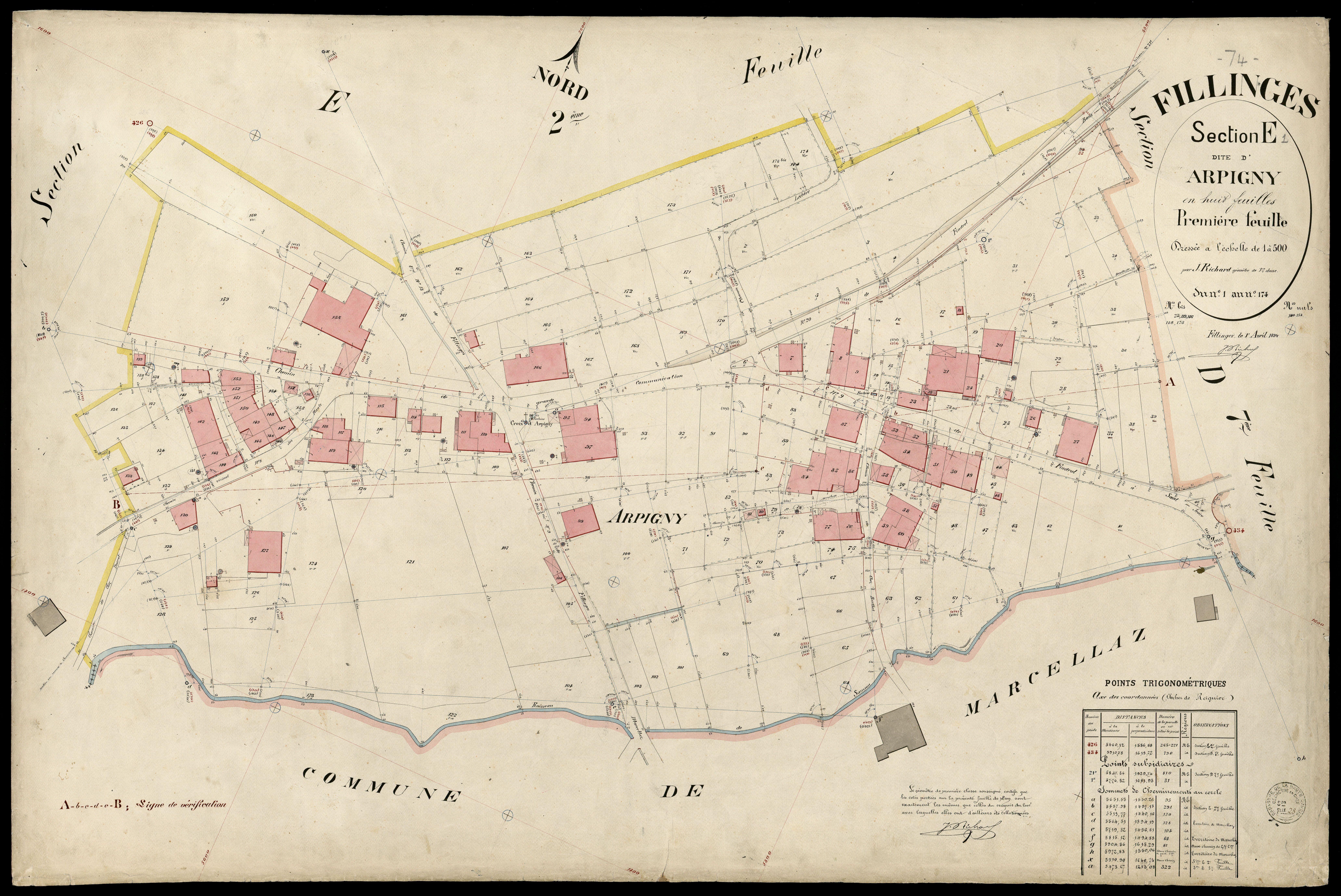 3 P 3 4795 - Feuille n° 2, parcelles n° 17 à 321 - 1er avril 1894