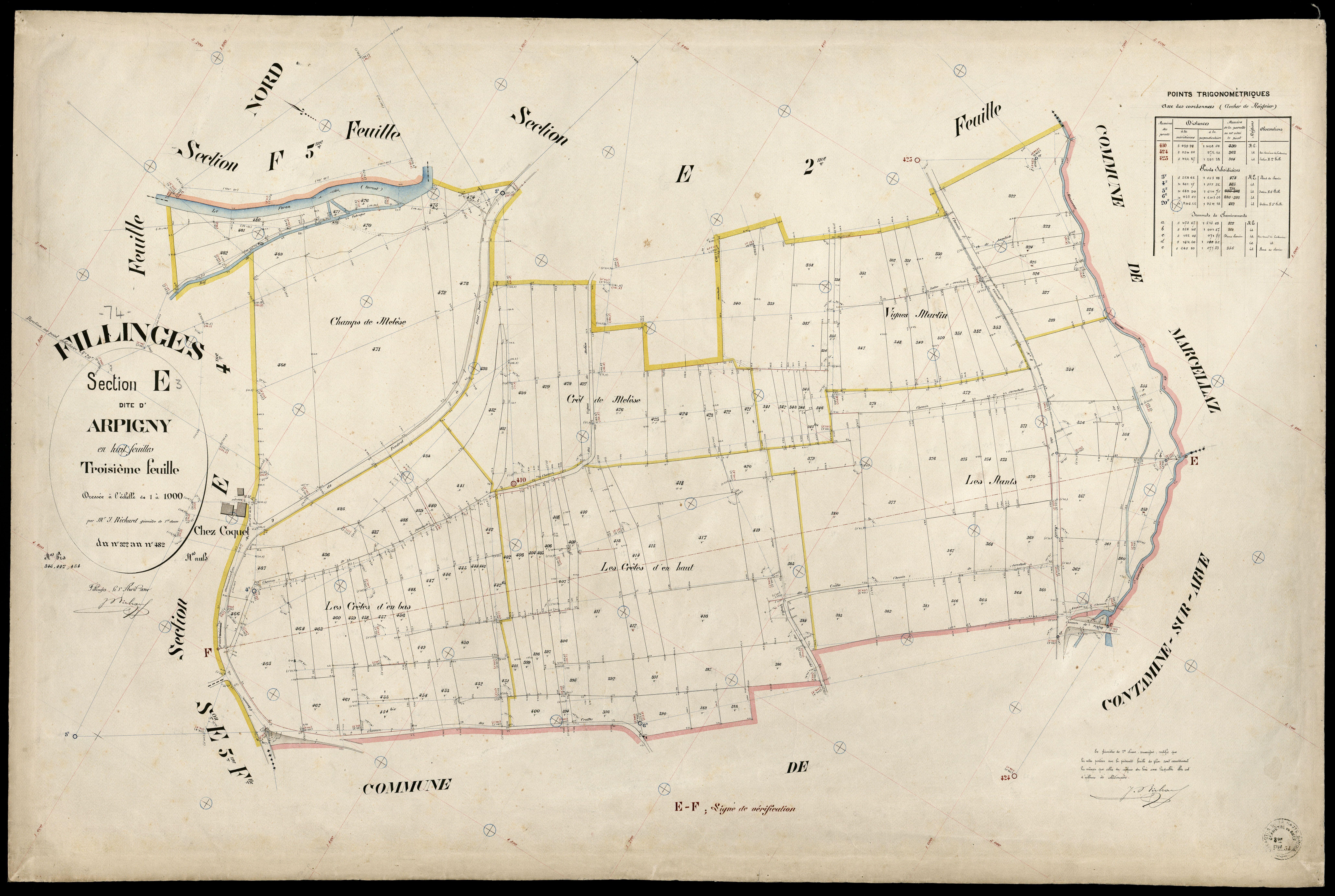 3 P 3 4797 - Feuille n° 4, parcelles n° 483 à 631 - 1er avril 1894