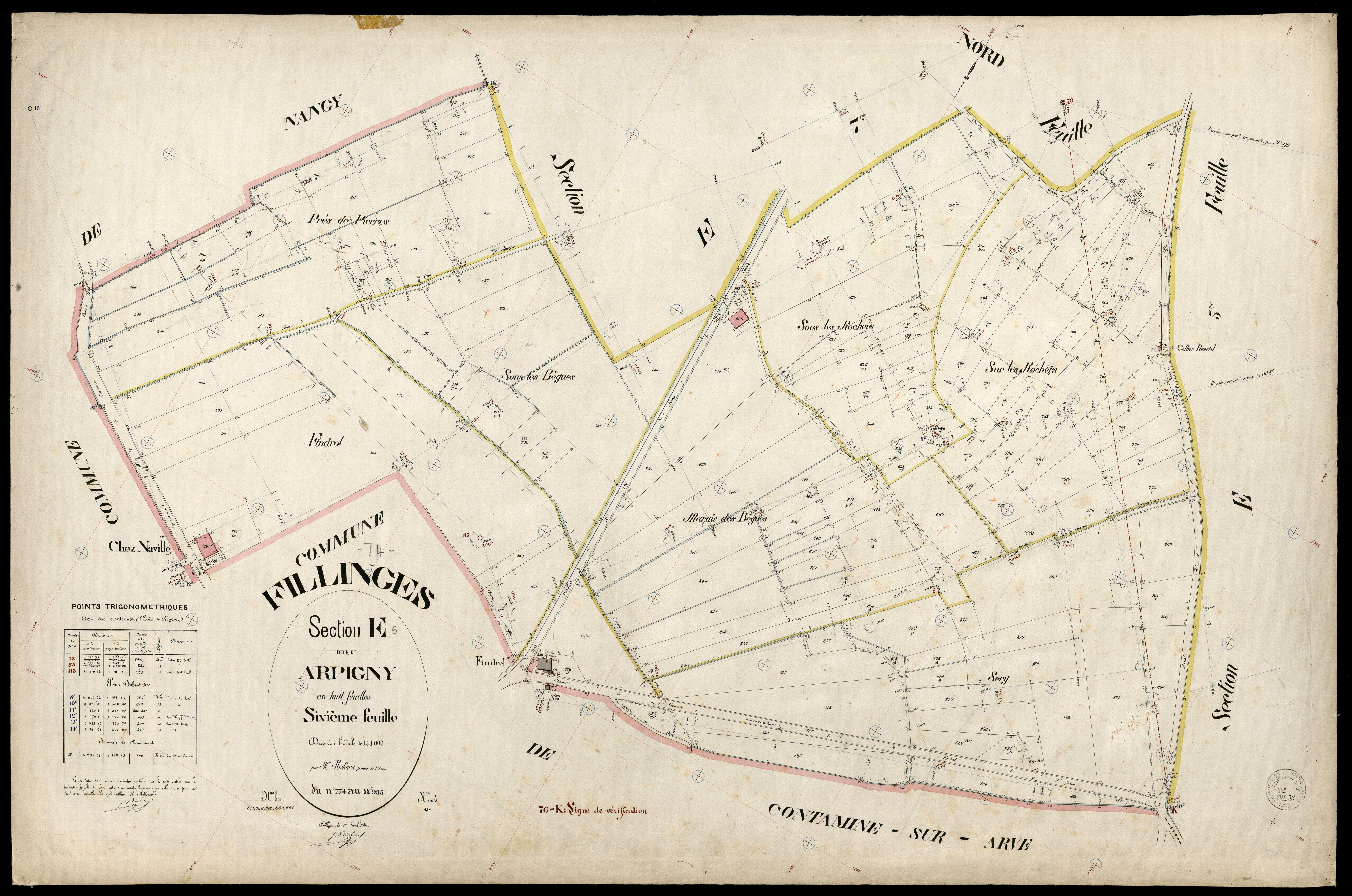 3 P 3 4800 - Feuille n° 7, parcelles n° 936 à 1062 - 1er avril 1894