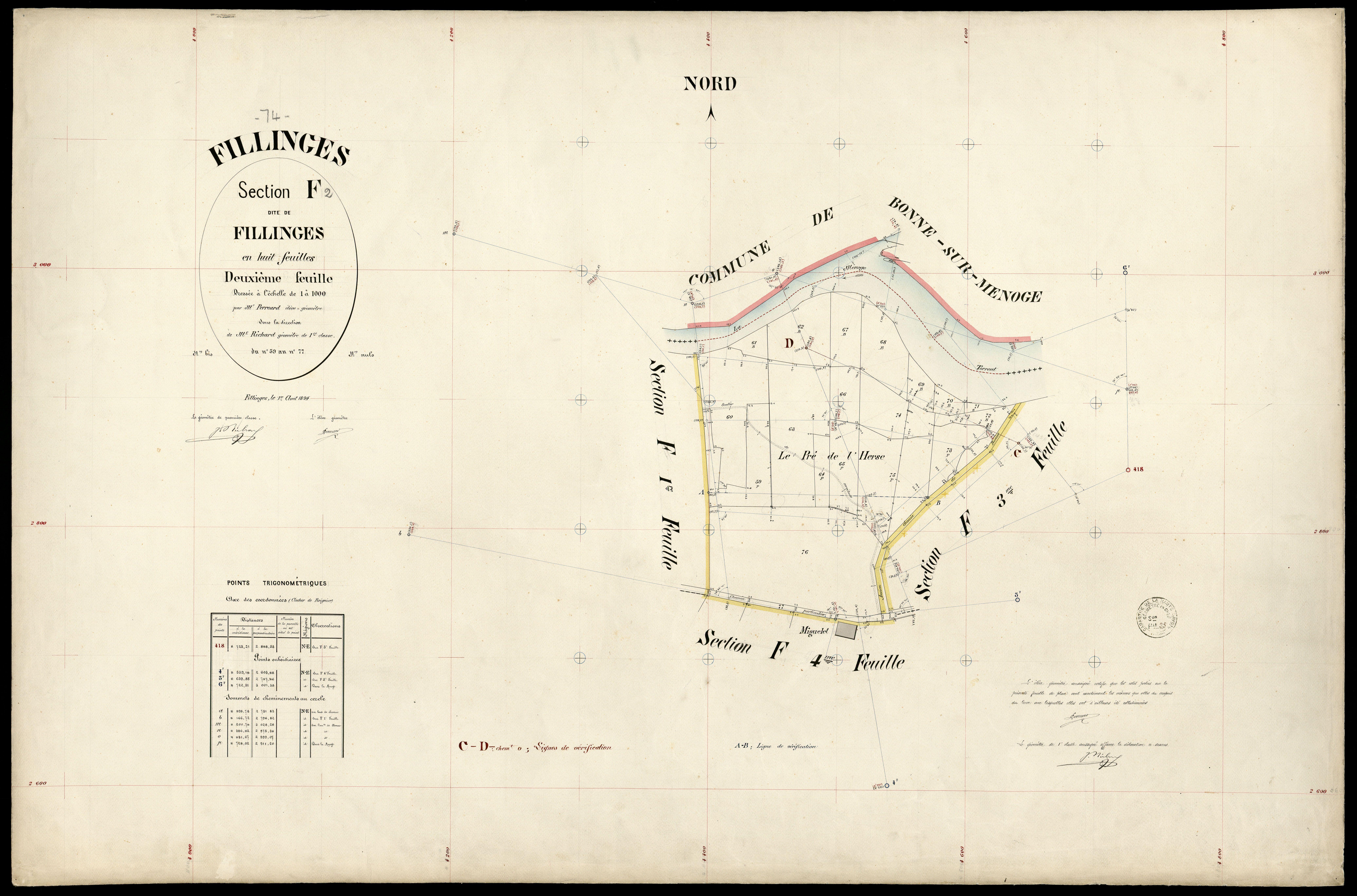 3 P 3 4804 - Feuille n° 3, parcelles n° 78 à 131 - 1er avril 1894