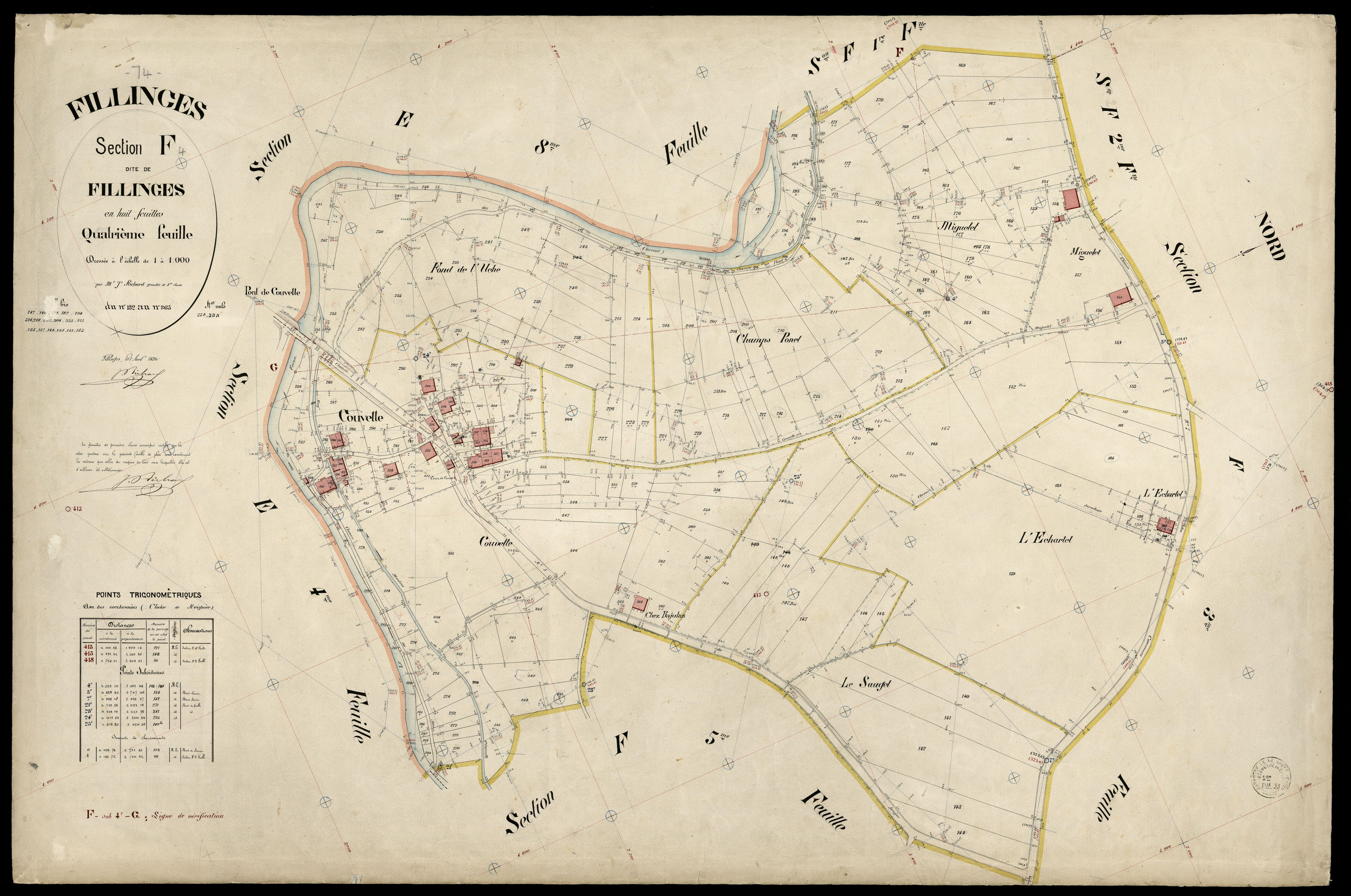 3 P 3 4806 - Feuille n° , parcelles n° 366 à 38 - 1er avril 1894