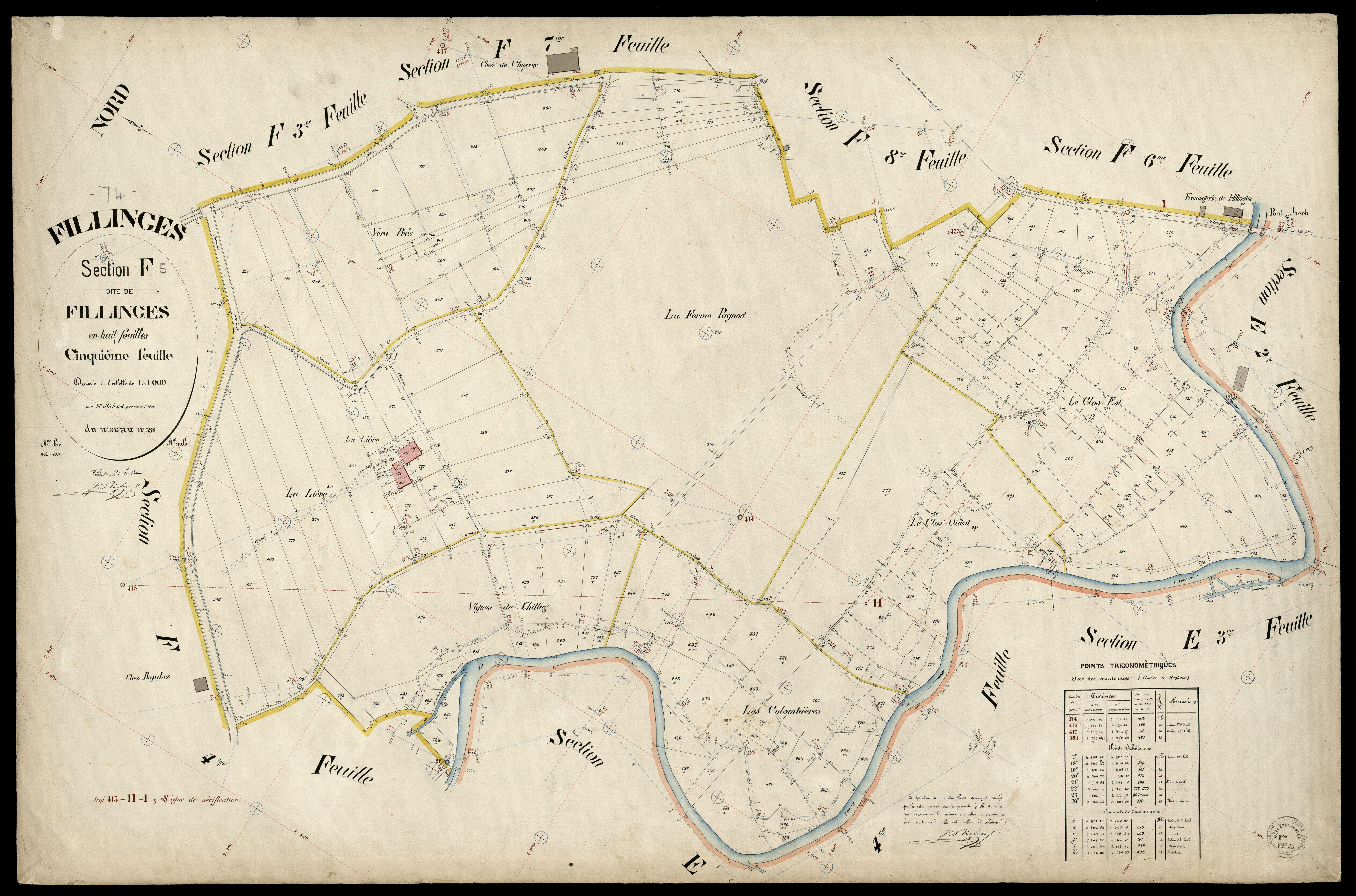3 P 3 4807 - Feuille n° 6, parcelles n° 39 à 628 - 1er avril 1894