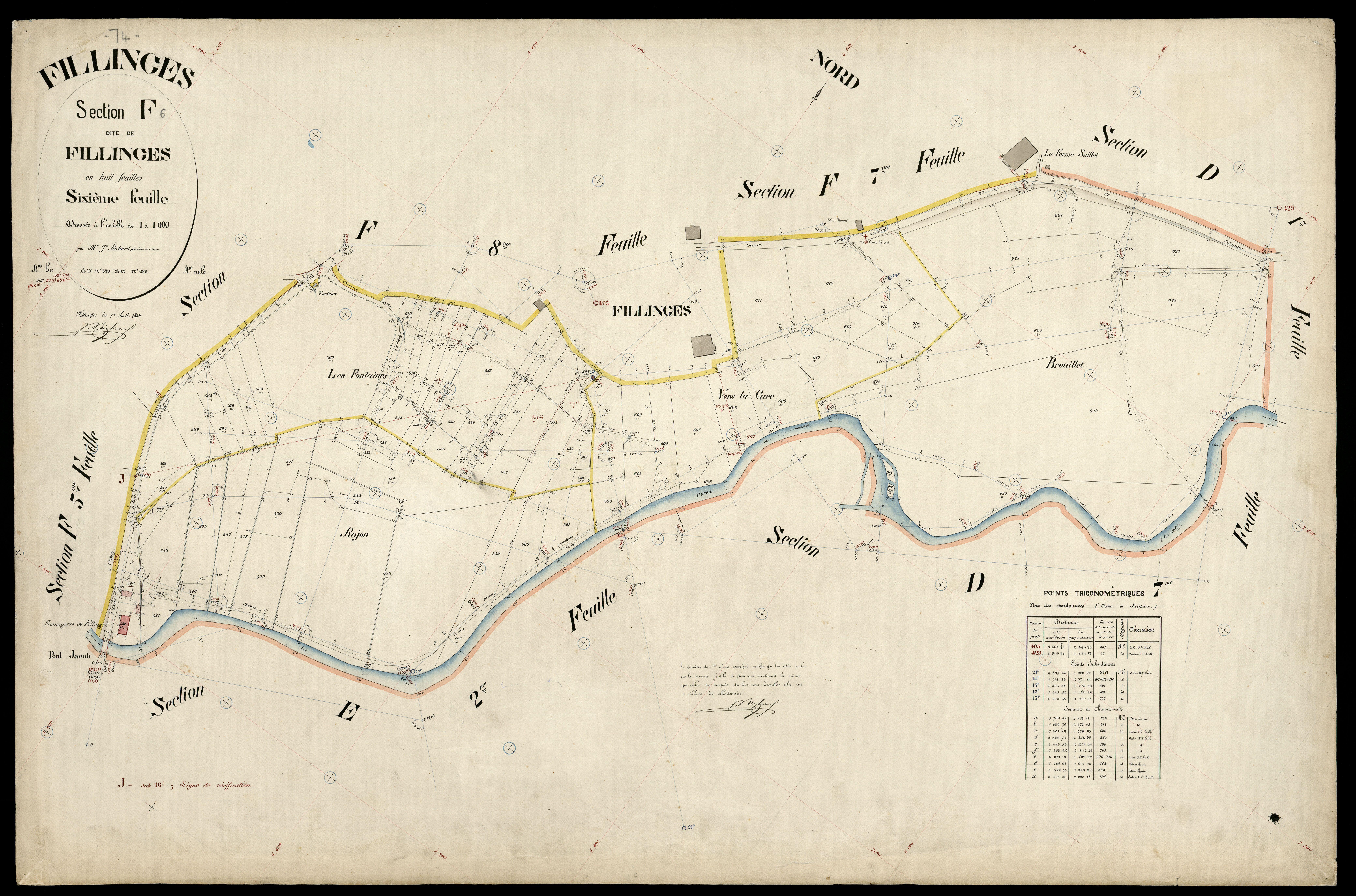3 P 3 4808 - Feuille n° 7, parcelles n° 629 à 726 - 1er avril 1894