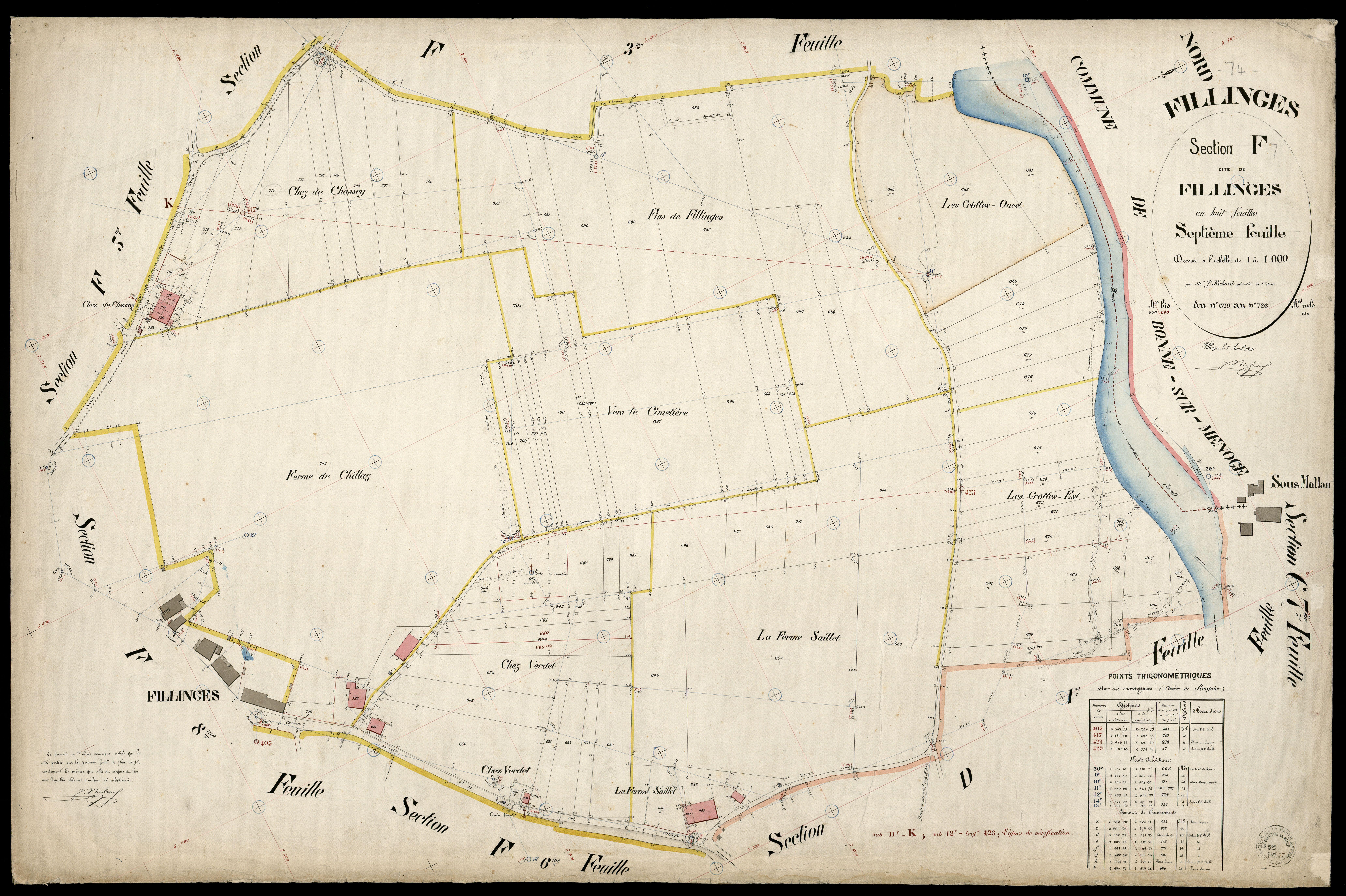 3 P 3 4809 - Feuille n° 8, parcelles n° 727 à 847 - 1er avril 1894