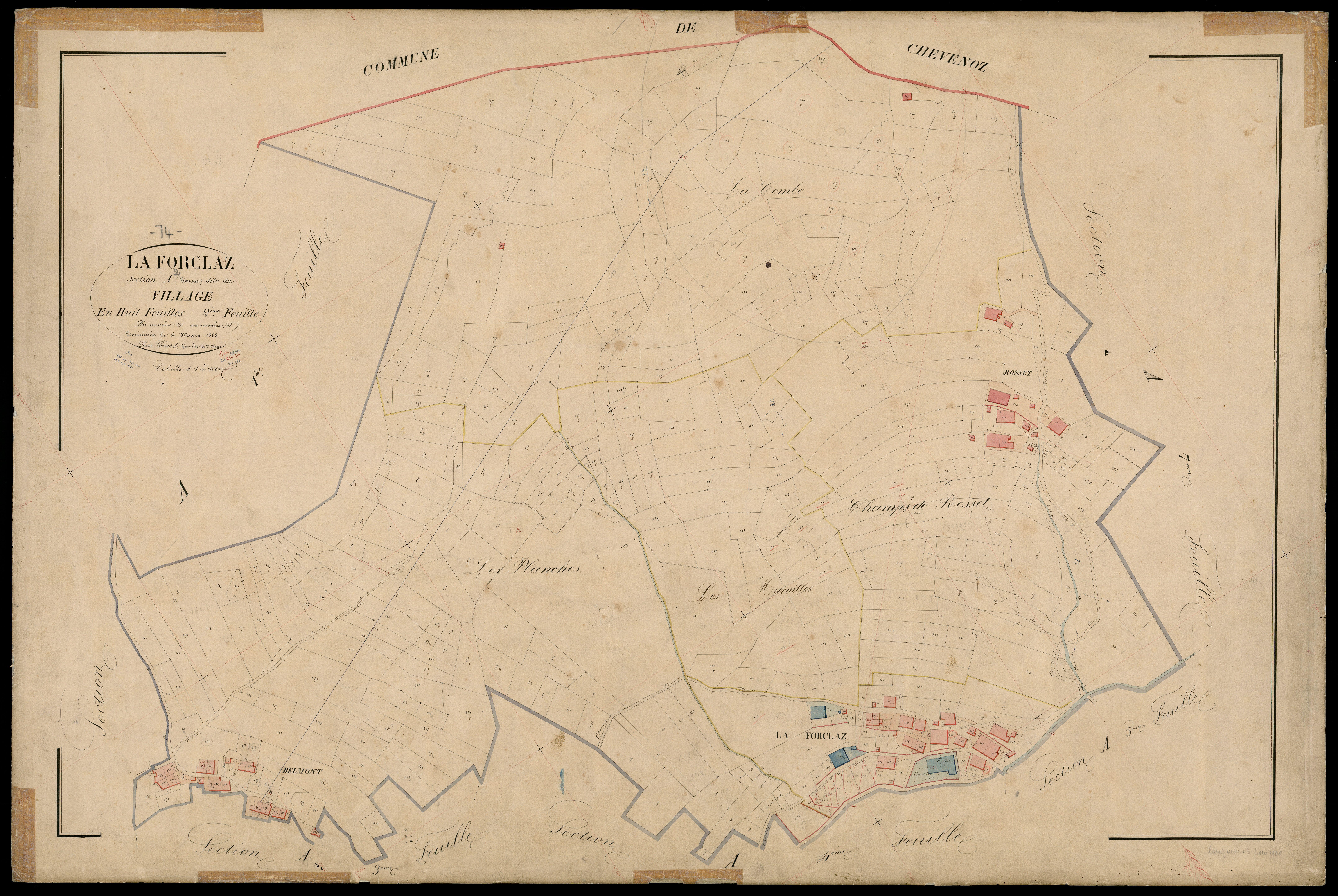 3 P 3 4813 - Feuille n° 3, parcelles n° 99 à 863 - 25 décembre 1867