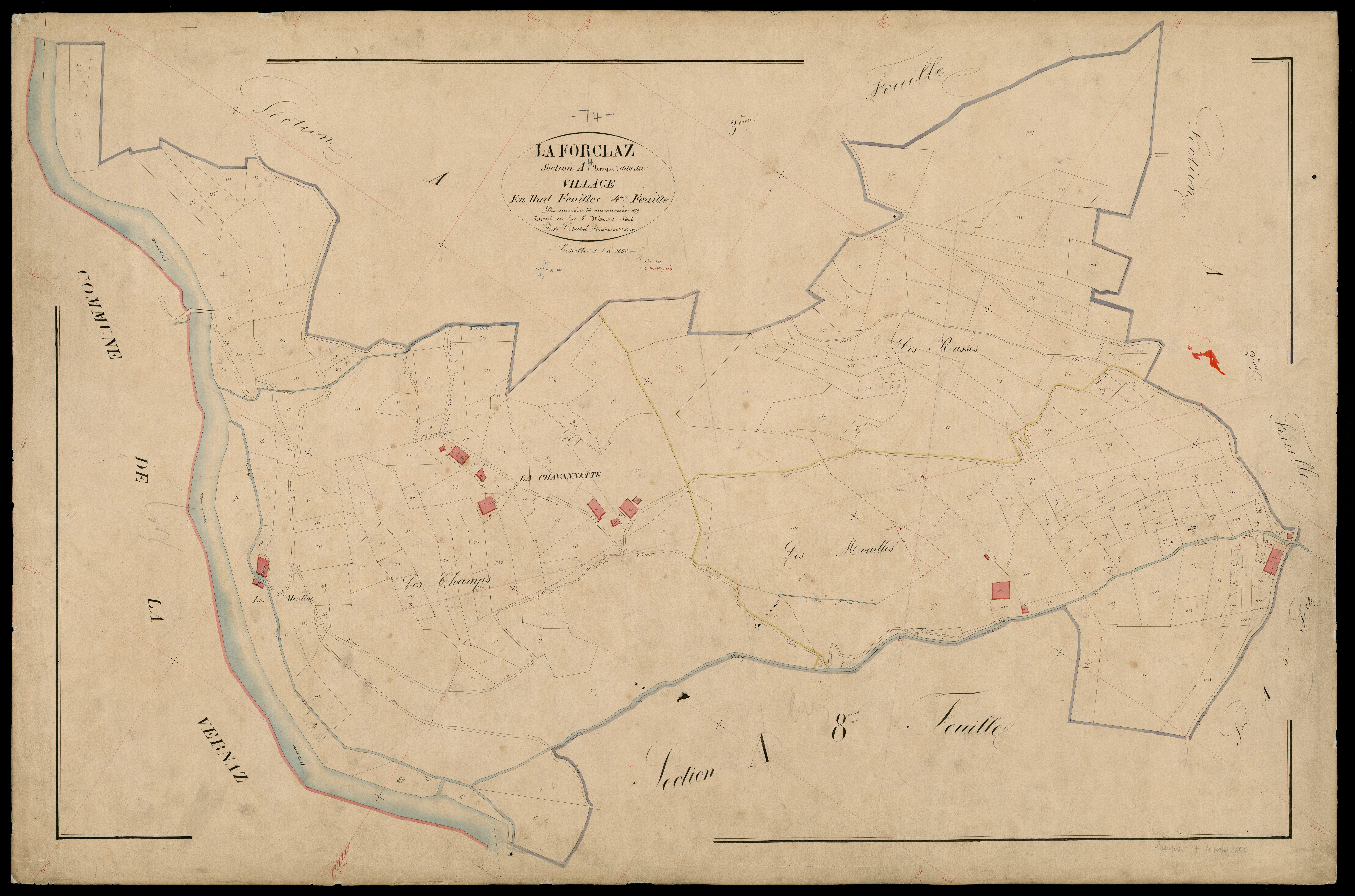 3 P 3 4815 - Feuille n° , parcelles n° 1080 à 1230 - 4 mars 1868