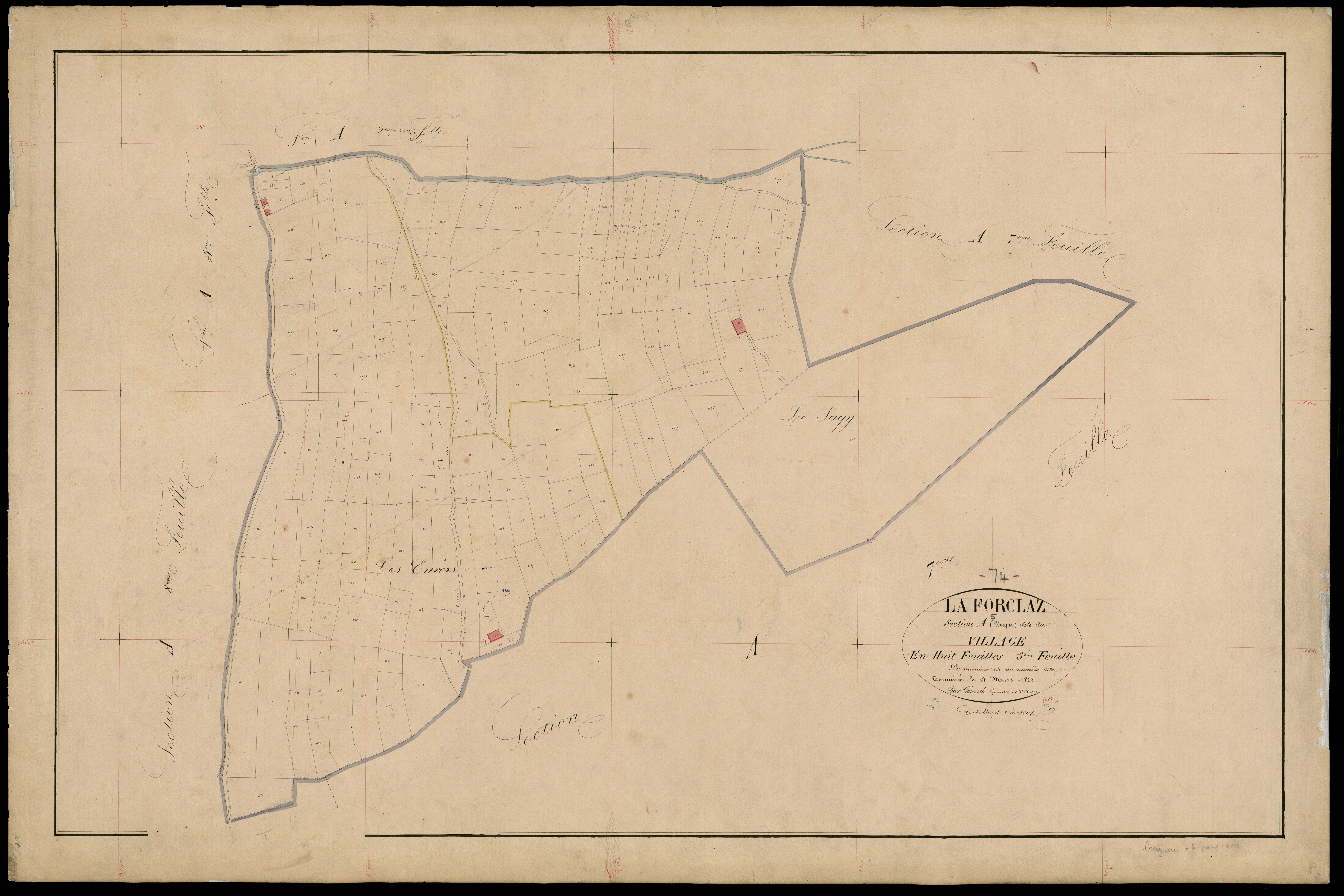 3 P 3 4816 - Feuille n° 6, parcelles n° 1231 à 1462 - 26 février 1868
