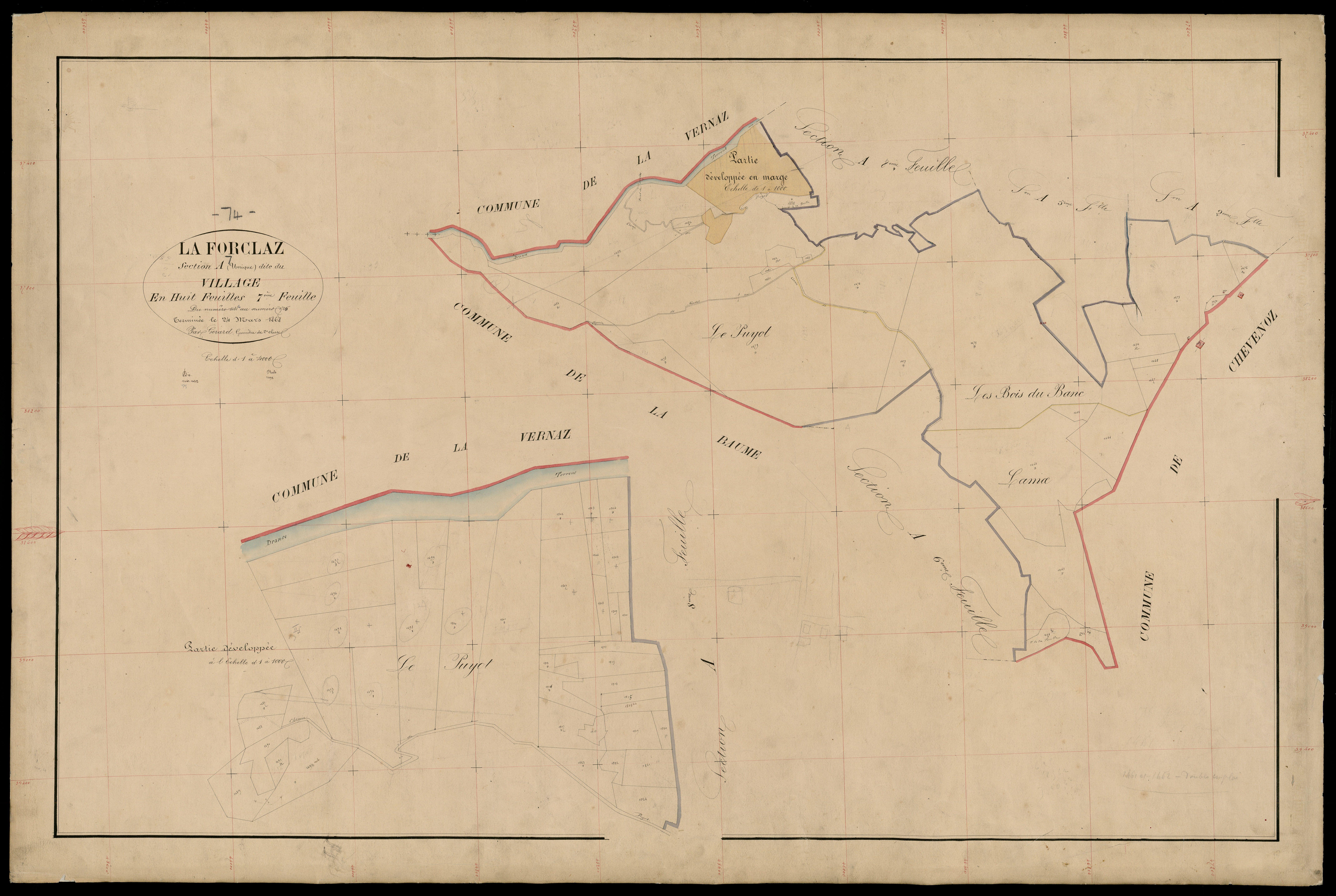 3 P 3 4818 - Feuille n° 8, parcelles n° 126 à 1922 - 14 mars 1868
