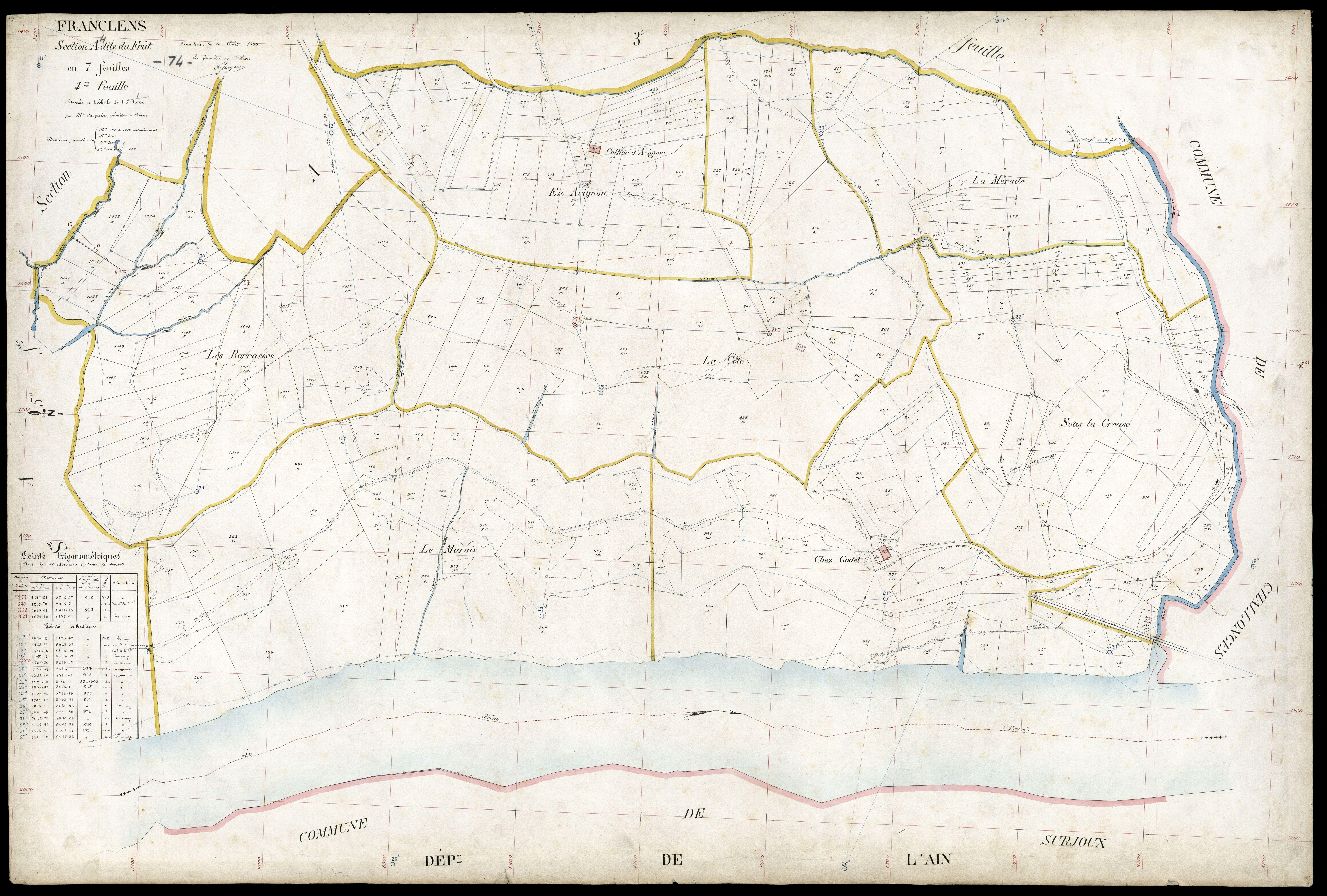 3 P 3 4824 - Feuille n° , parcelles n° 1029 à 1319 - 10 août 1909