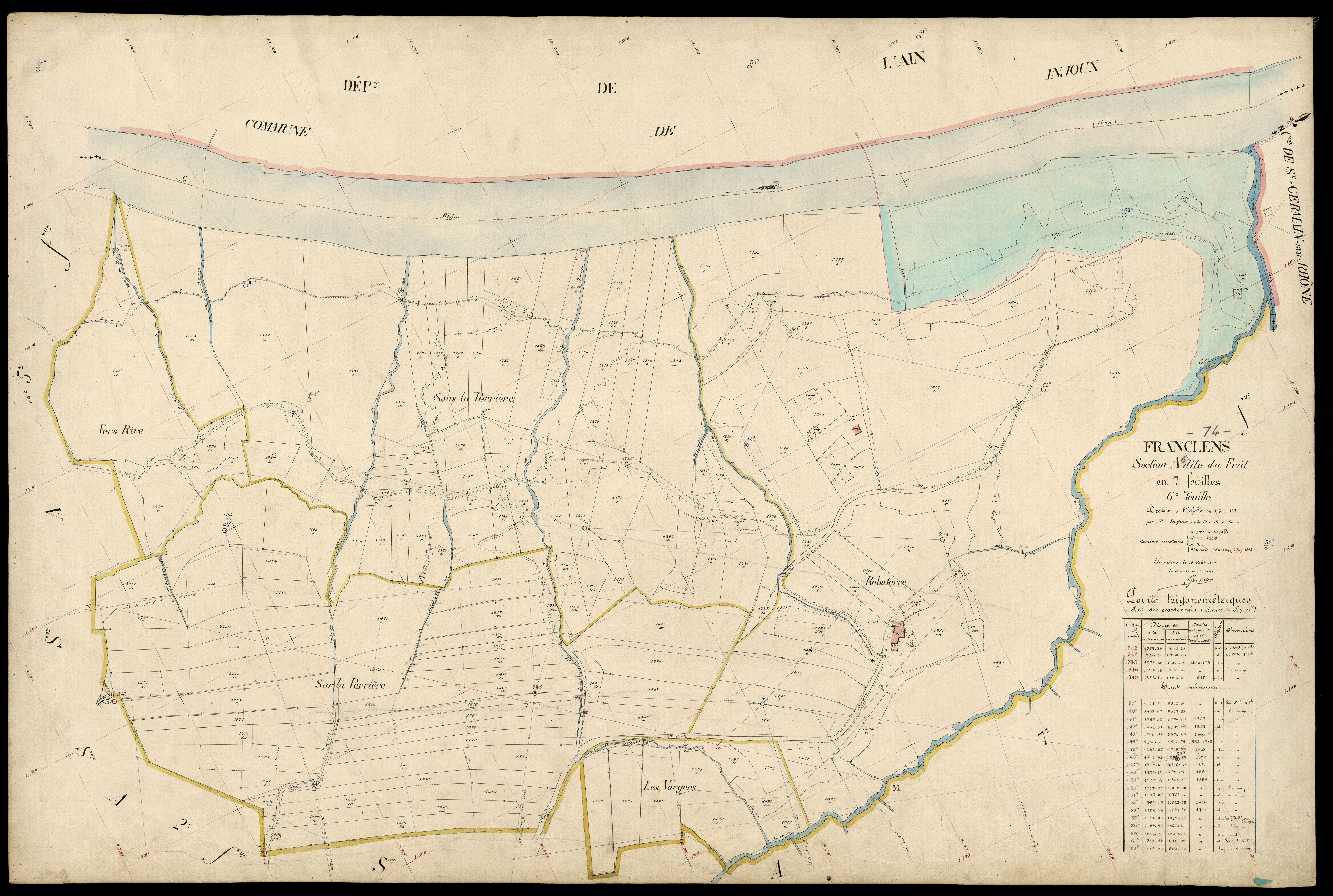 3 P 3 4826 - Feuille n° 7, parcelles n° 10 à 1843 - 10 août 1909