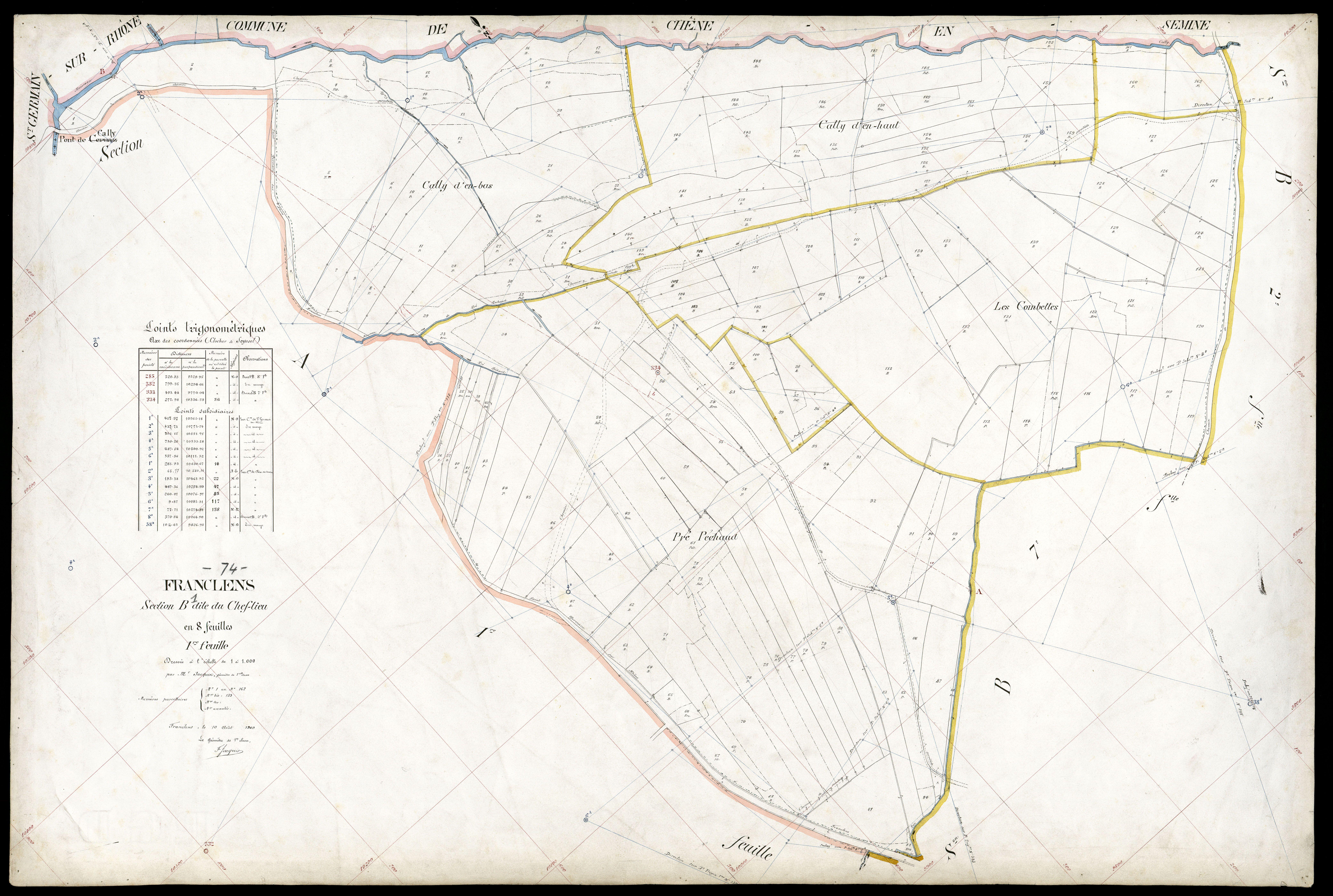 3 P 3 4828 - Feuille n° 2, parcelles n° 163 à 249 - 10 août 1909