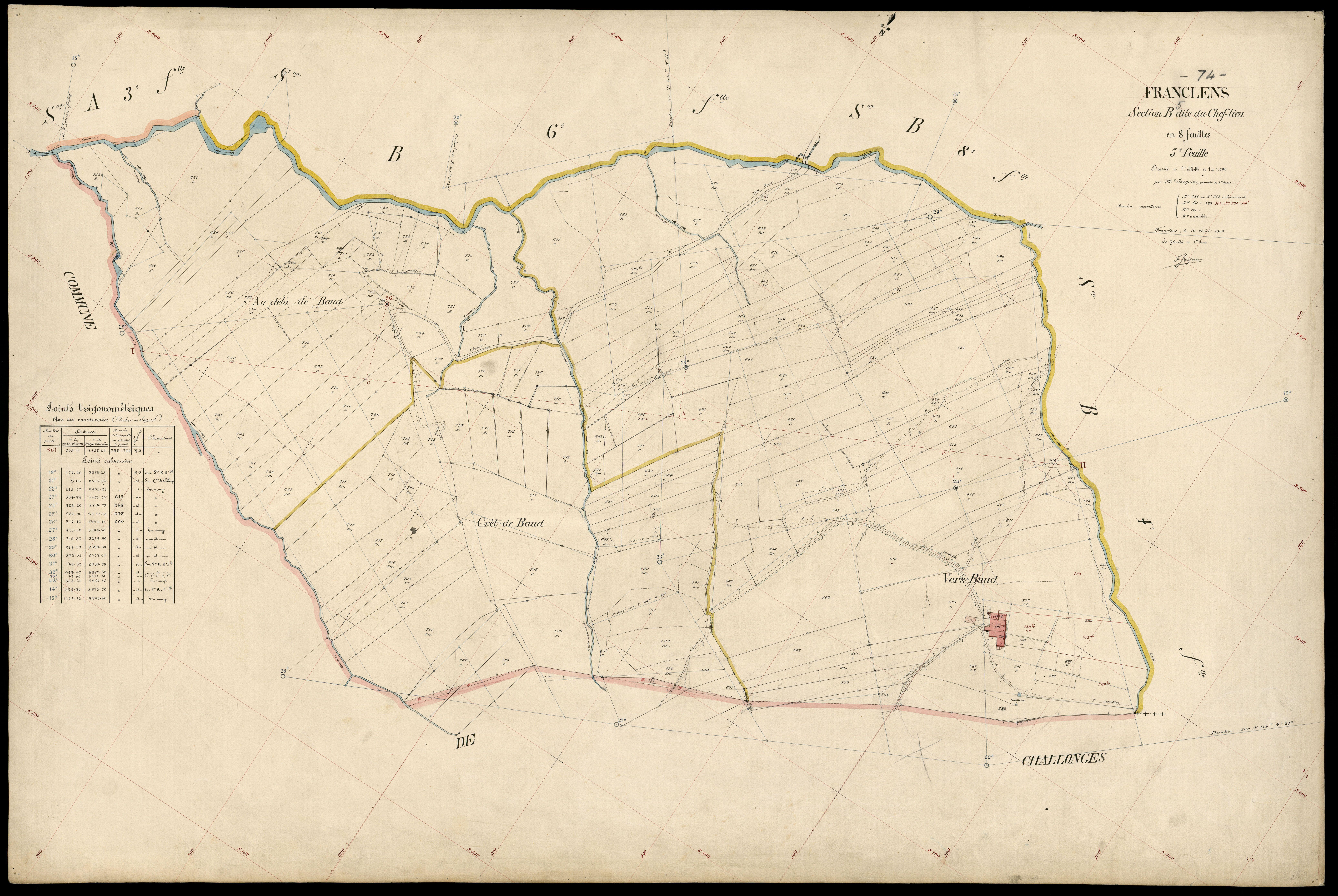 3 P 3 4832 - Feuille n° 6, parcelles n° 764 à 1118 - 10 août 1909