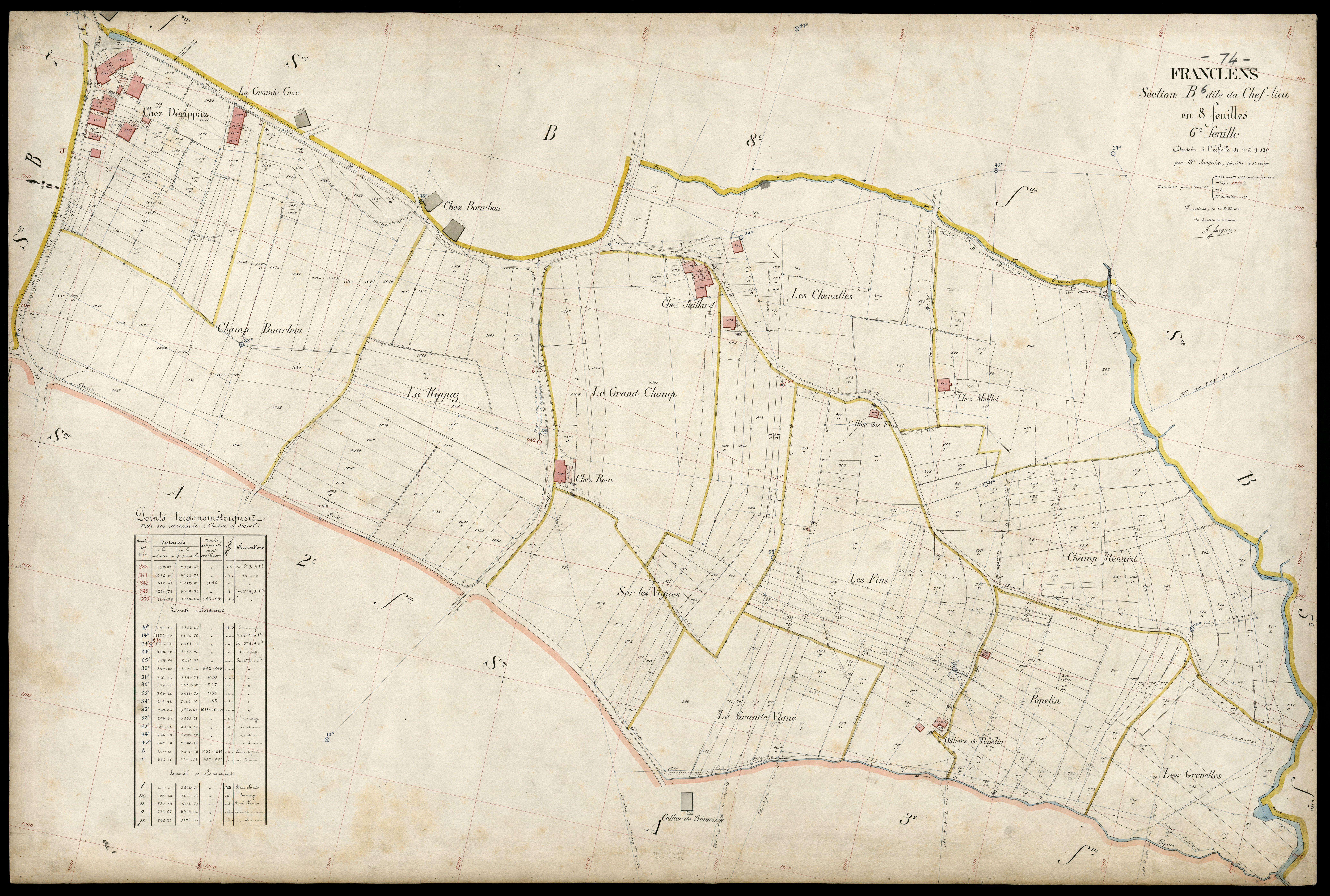 3 P 3 4833 - Feuille n° 7, parcelles n° 1119 à 1293 - 10 août 1909