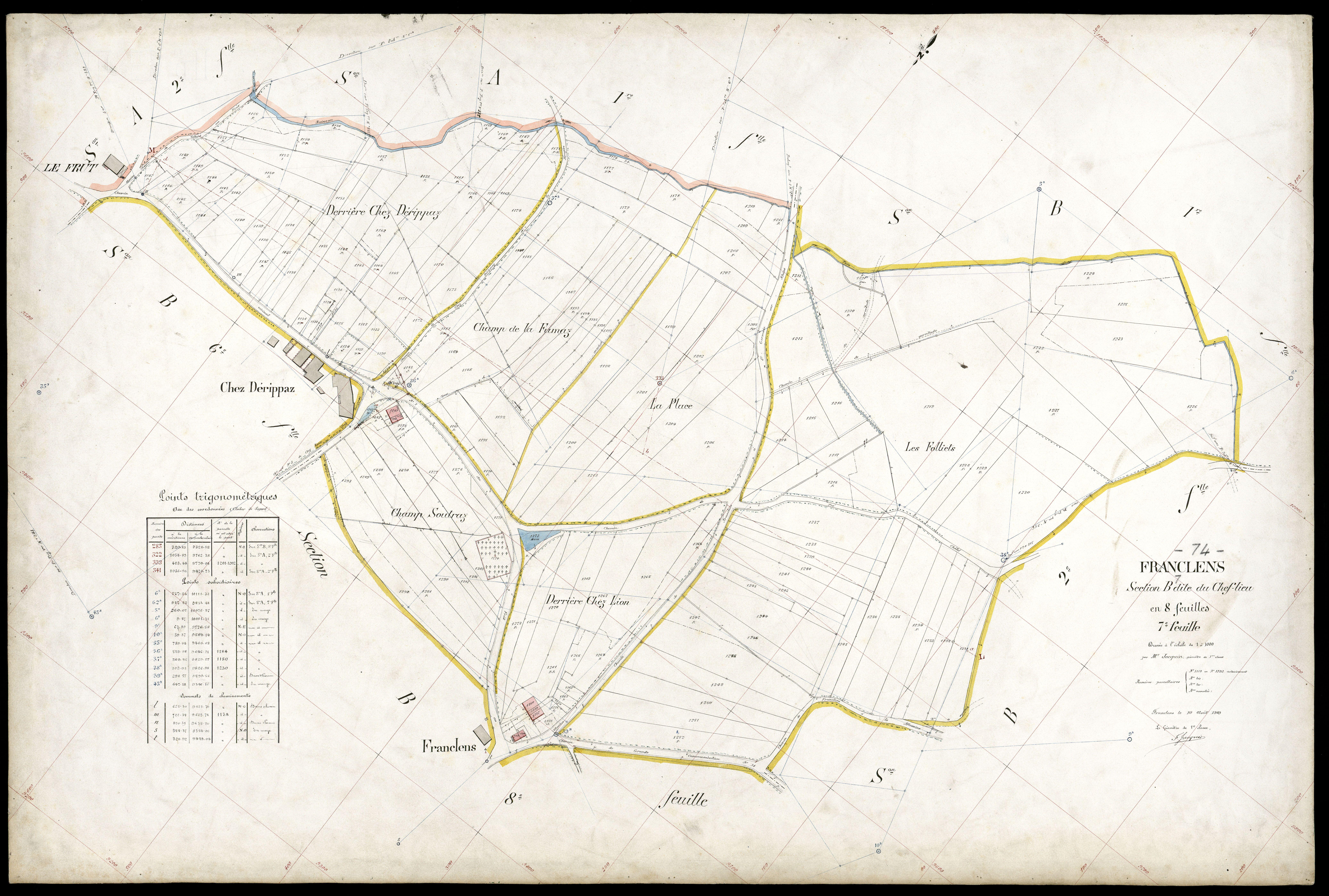 3 P 3 4834 - Feuille n° 8, parcelles n° 1294 à 1738 - 10 août 1909