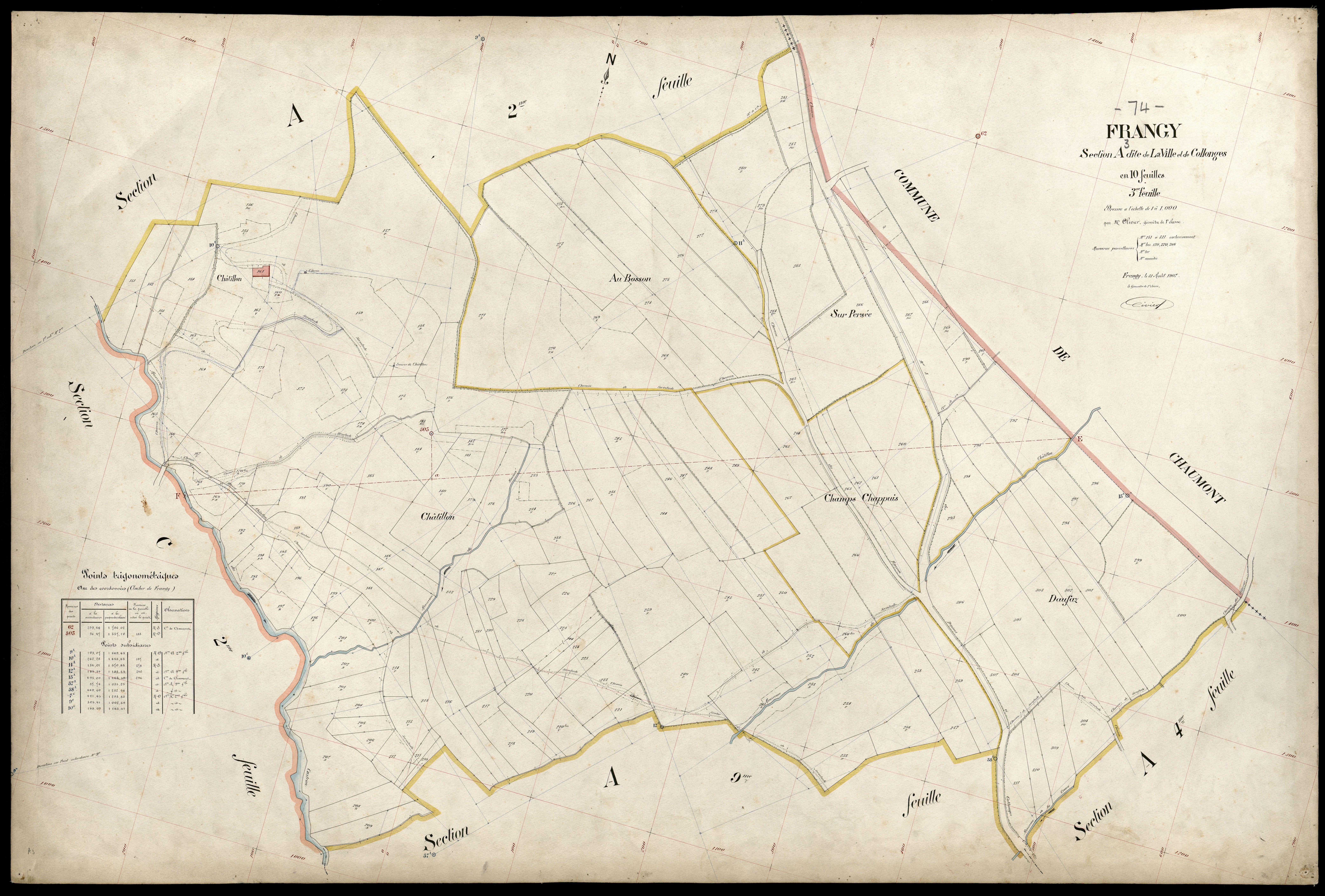 3 P 3 4839 - Feuille n° 4, parcelles n° 312 à 449 - 31 août 1907