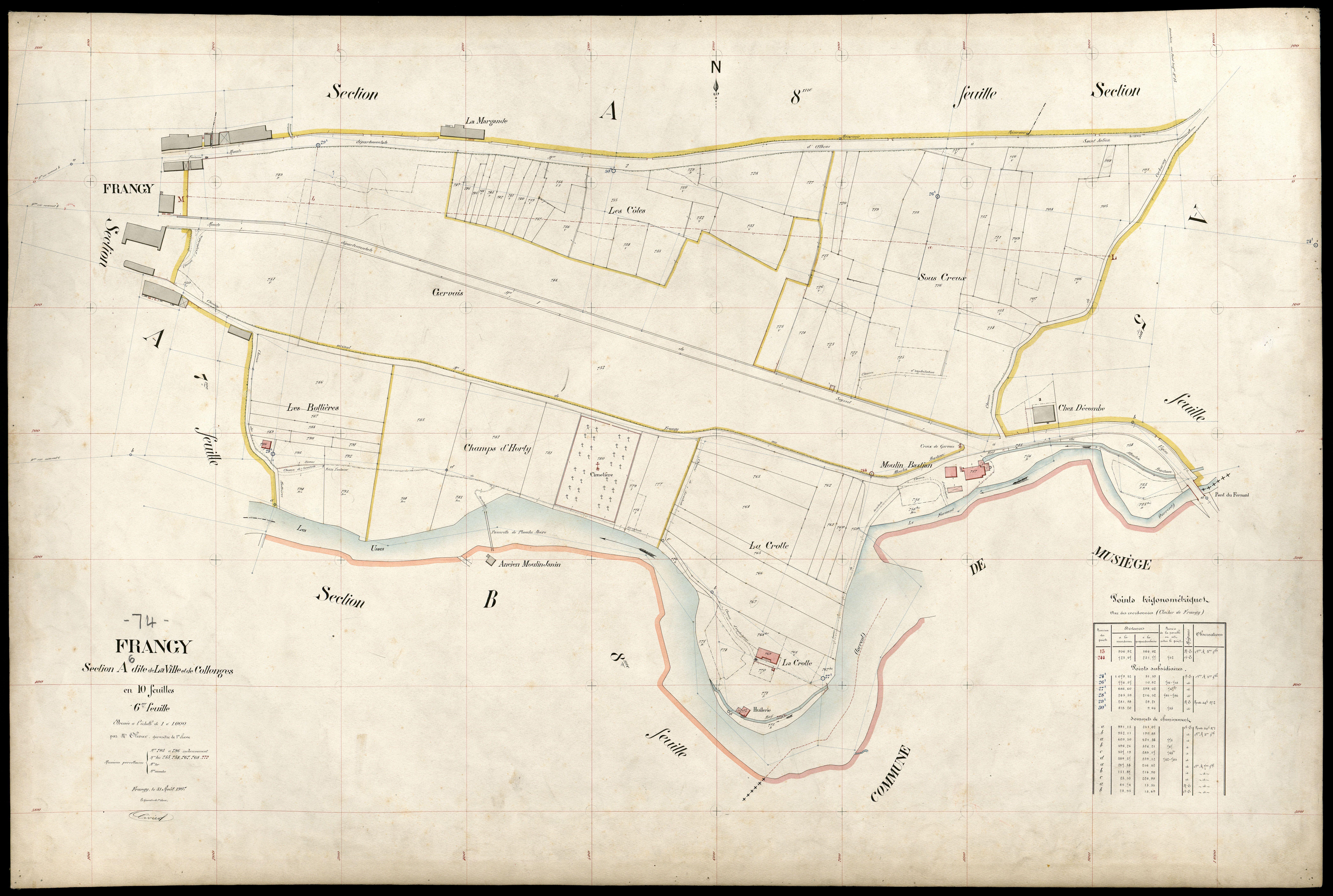 3 P 3 4842 - Feuille n° 7, parcelles n° 797 à 1078 - 31 août 1907