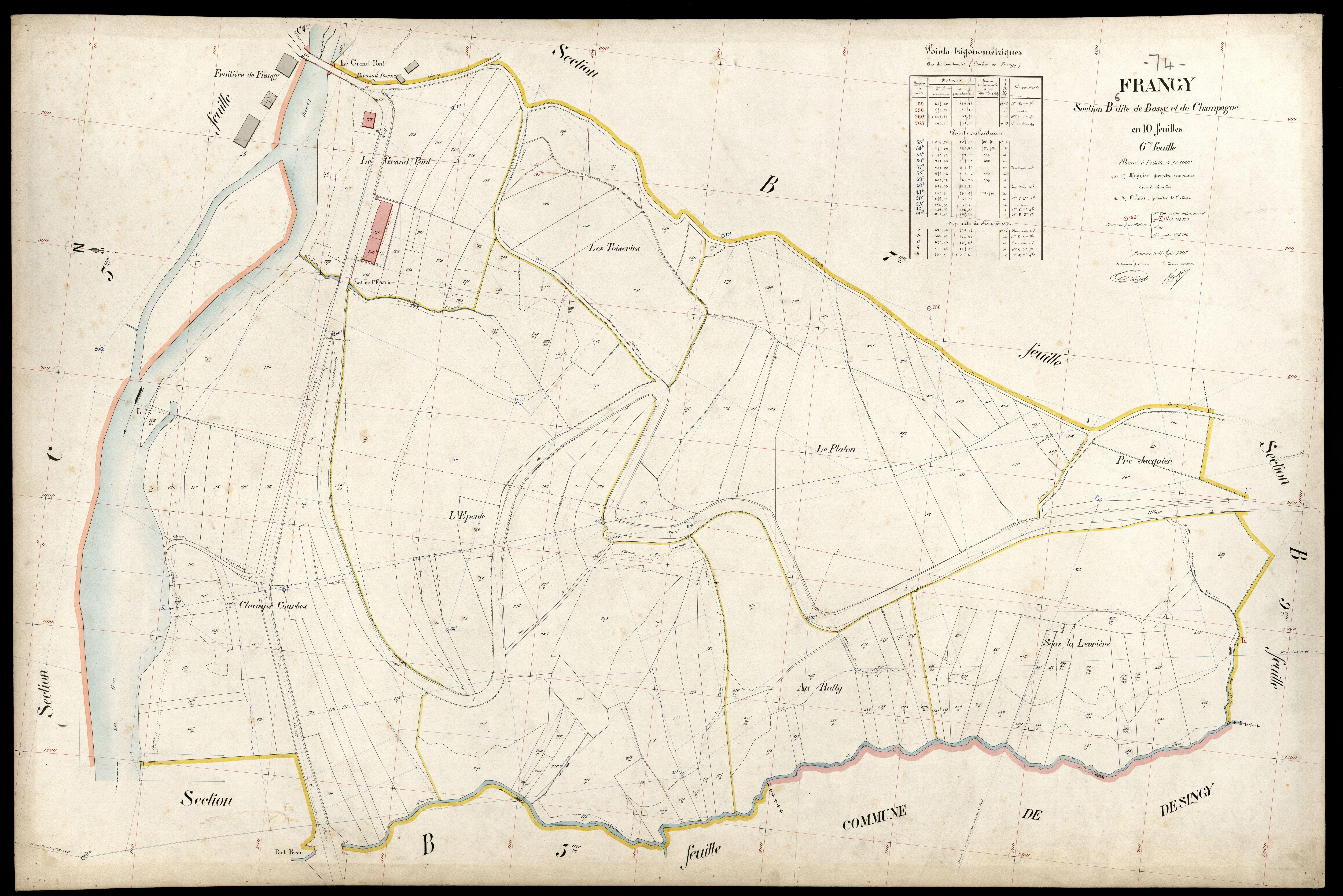 3 P 3 4852 - Feuille n° 7, parcelles n° 863 à 992 - 31 août 1907