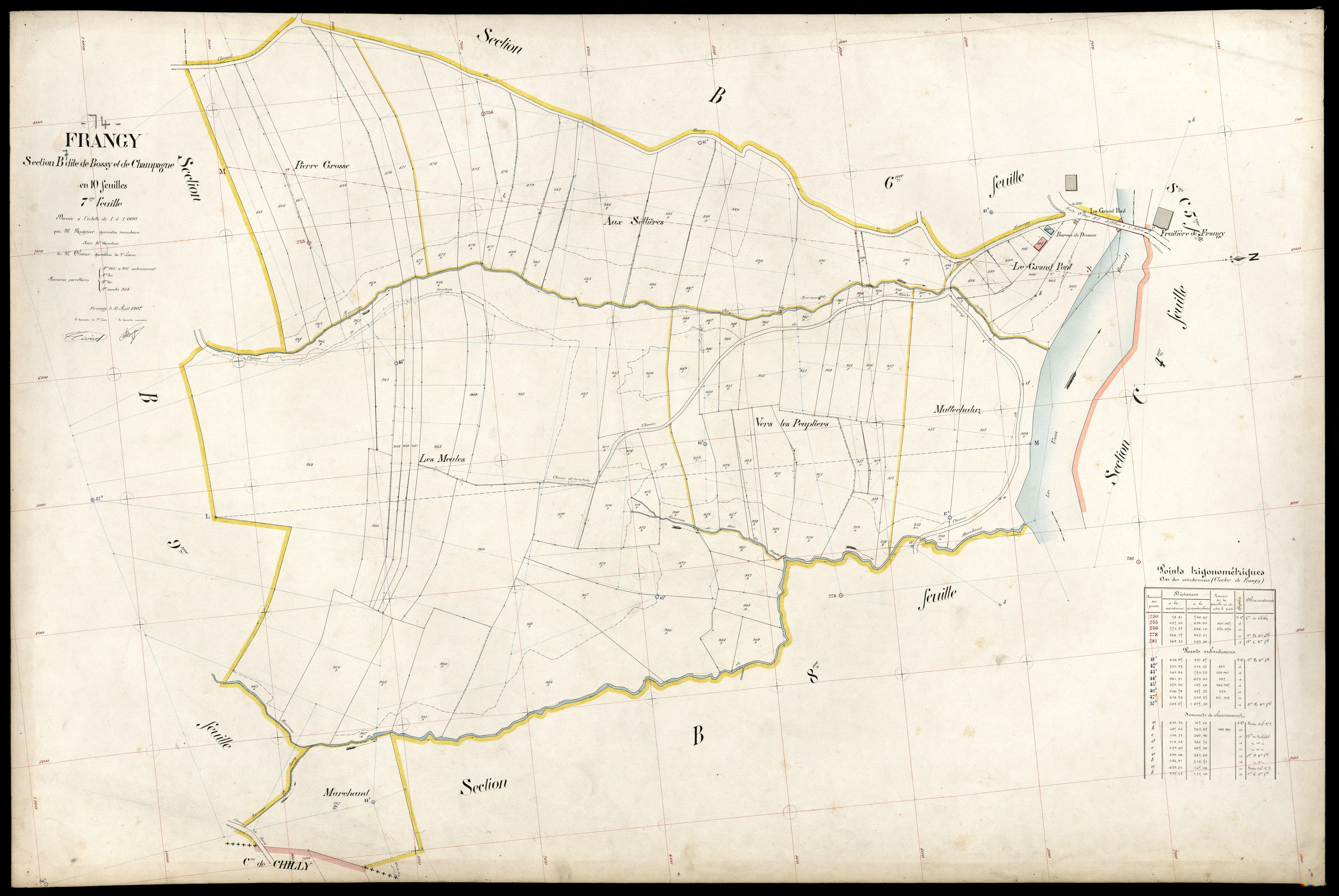 3 P 3 4853 - Feuille n° 8, parcelles n° 993 à 1130 - 31 août 1907
