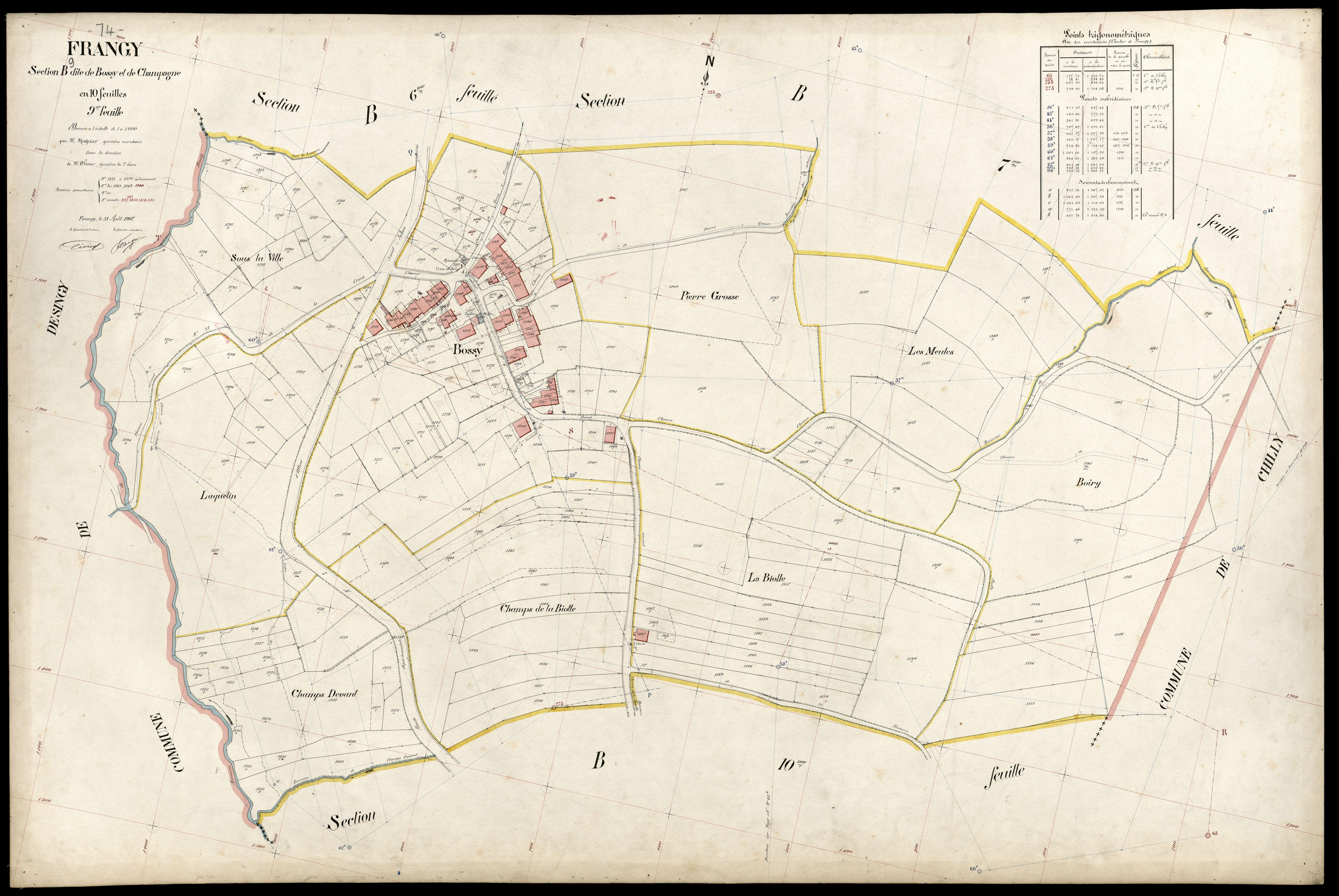 3 P 3 4855 - Feuille n° 10, parcelles n° 1371 à 14 - 31 août 1907