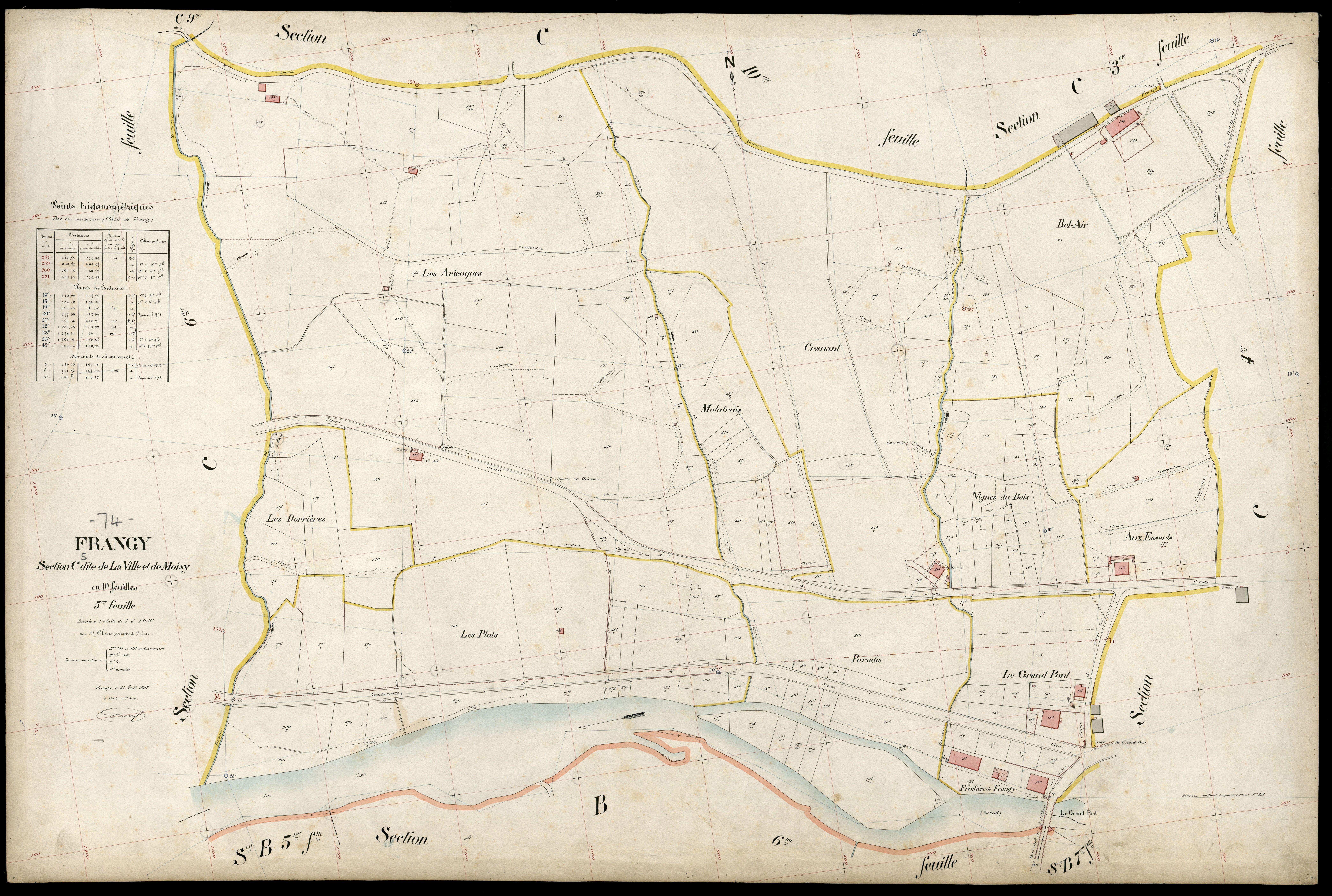 3 P 3 4861 - Feuille n° 6, parcelles n° 902 à 1074 - 31 août 1907
