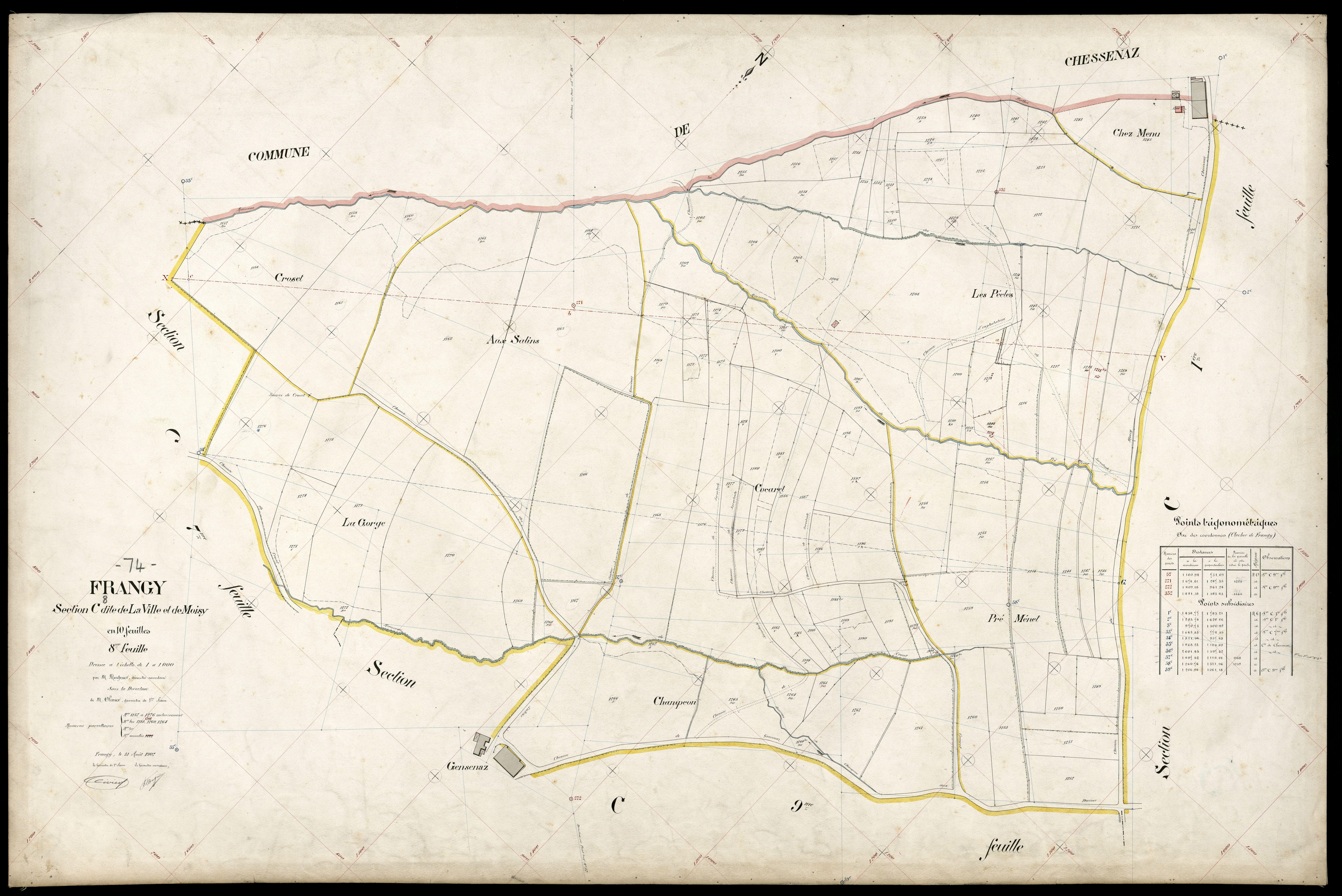 3 P 3 4864 - Feuille n° 9, parcelles n° 1277 à 1397 - 31 août 1907