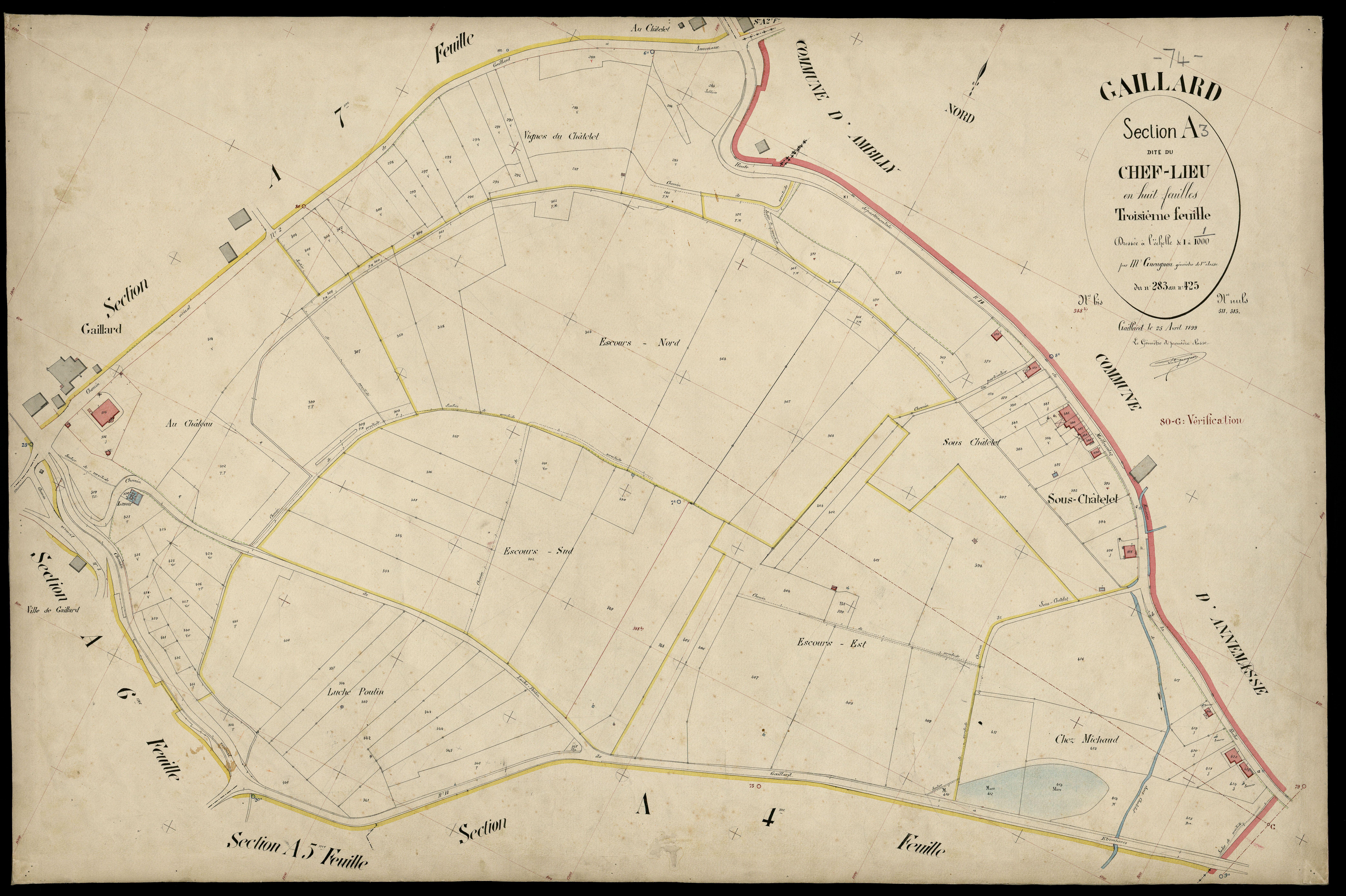 3 P 3 4888 - Feuille n° 4, parcelles n° 426 à 42 - 25 avril 1899