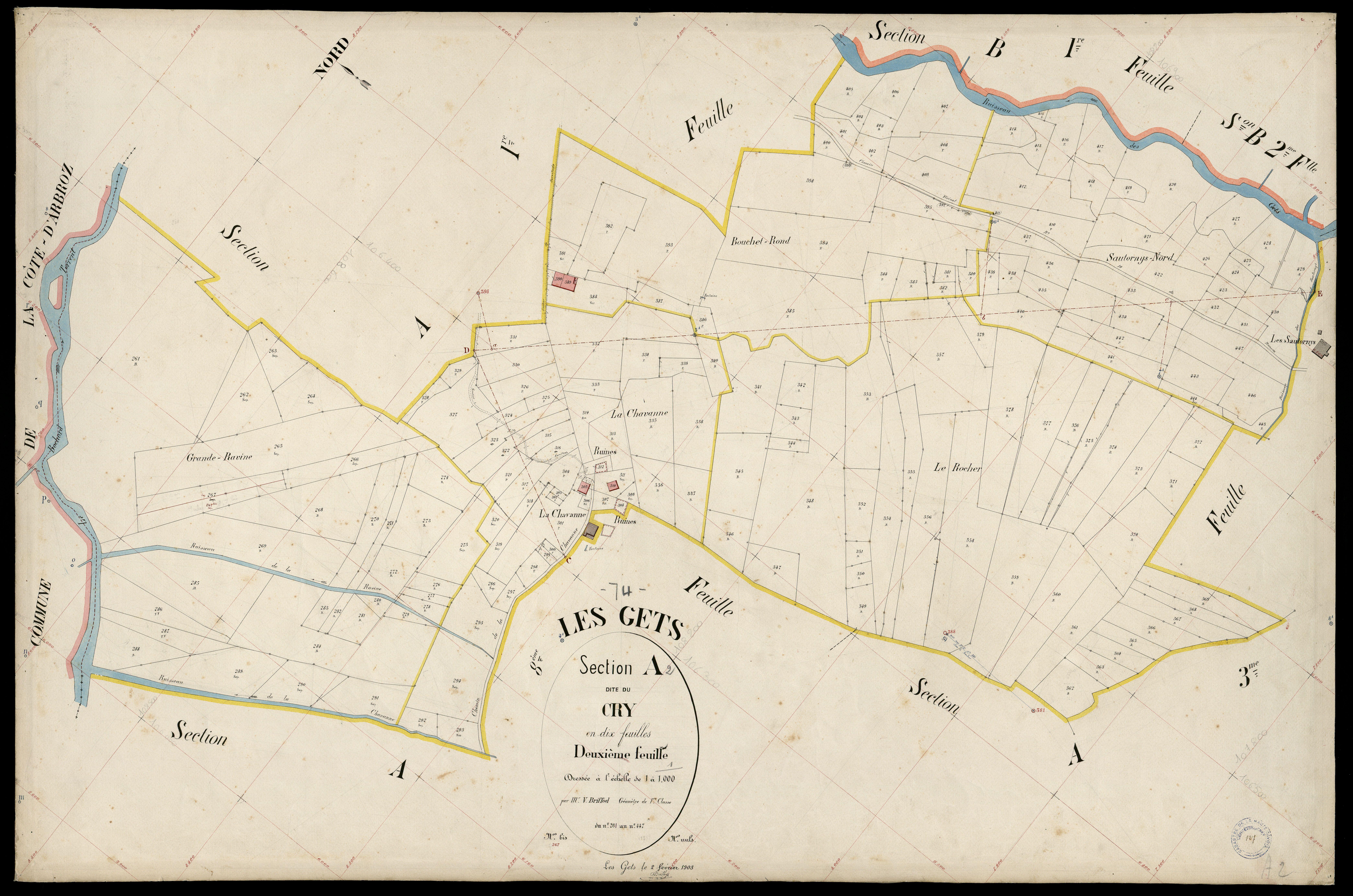 3 P 3 4904 - Feuille n° 3, parcelles n° 448 à 742 - 2 février 1903