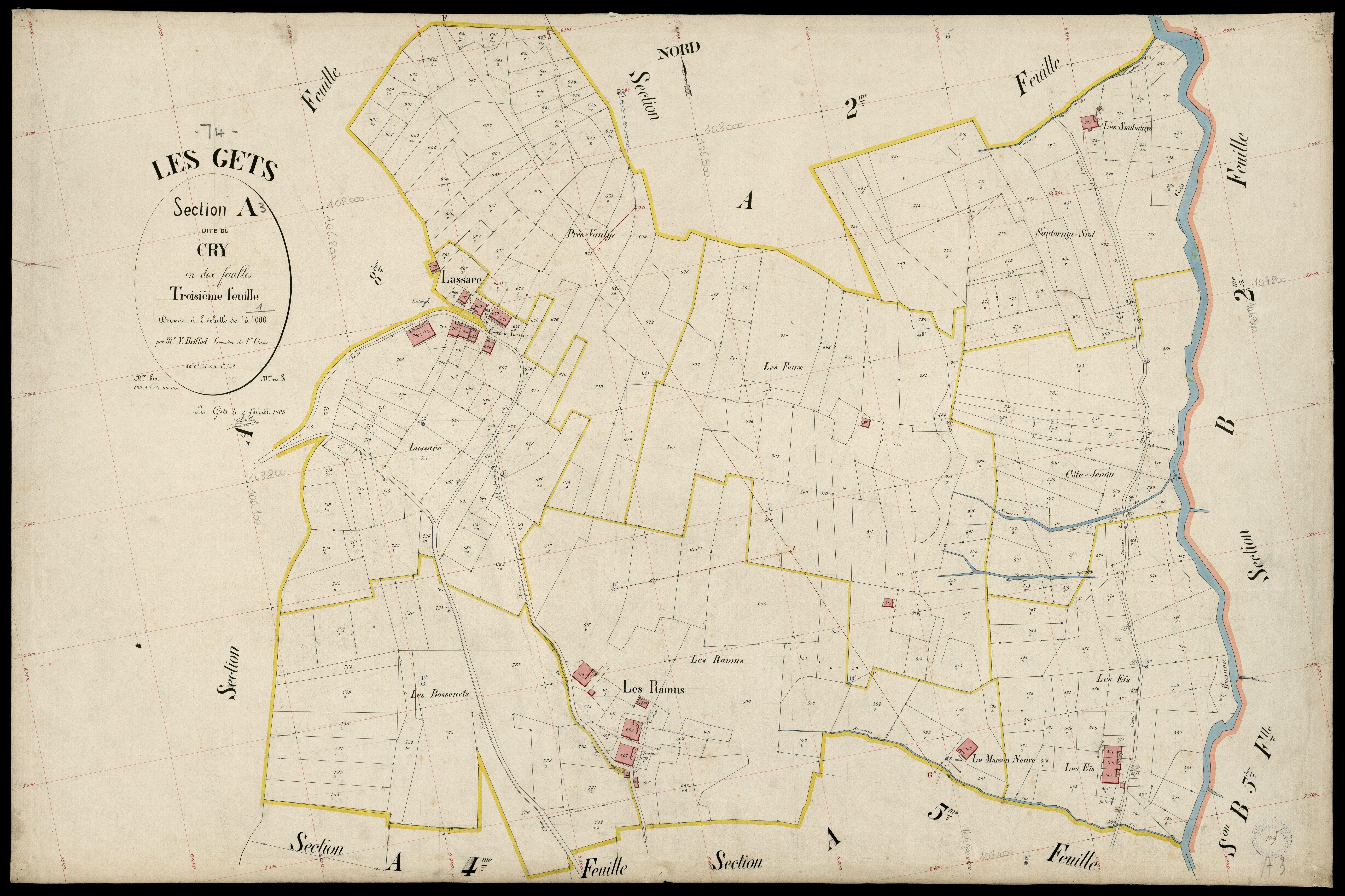 3 P 3 4905 - Feuille n° 4, parcelles n° 743 à 909 - 2 février 1903